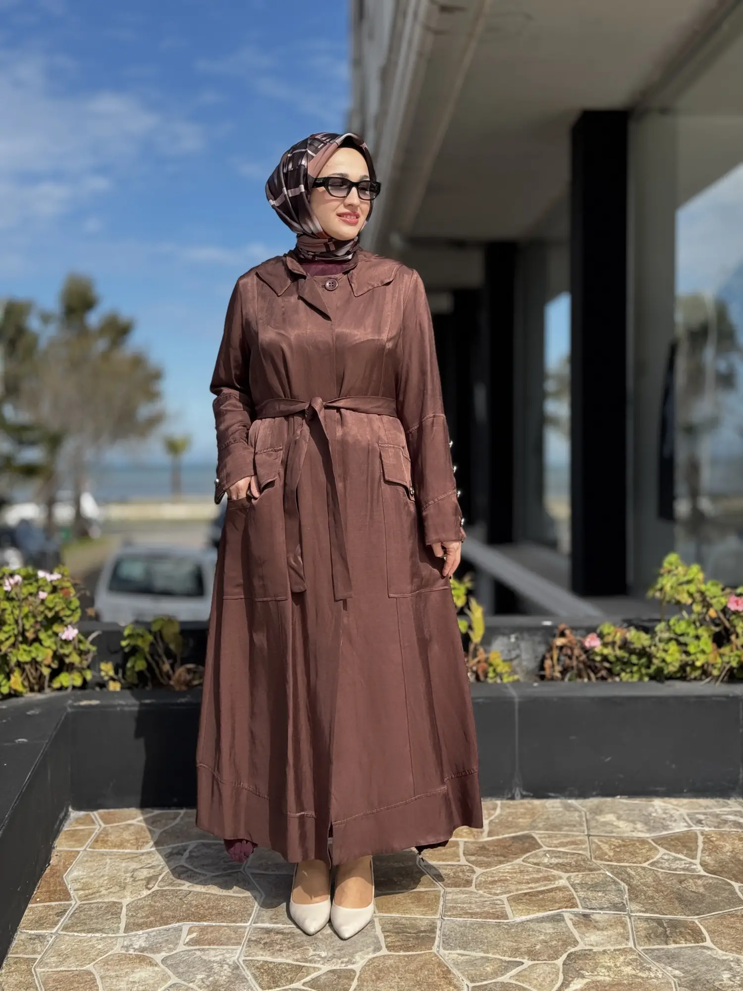 Misswhence Cep Detaylı Kapüşonlu Chanel Keten Pardesü 39504