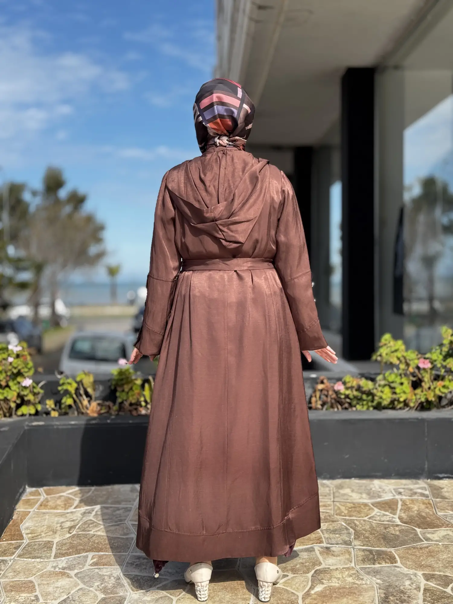 Misswhence Cep Detaylı Kapüşonlu Chanel Keten Pardesü 39504