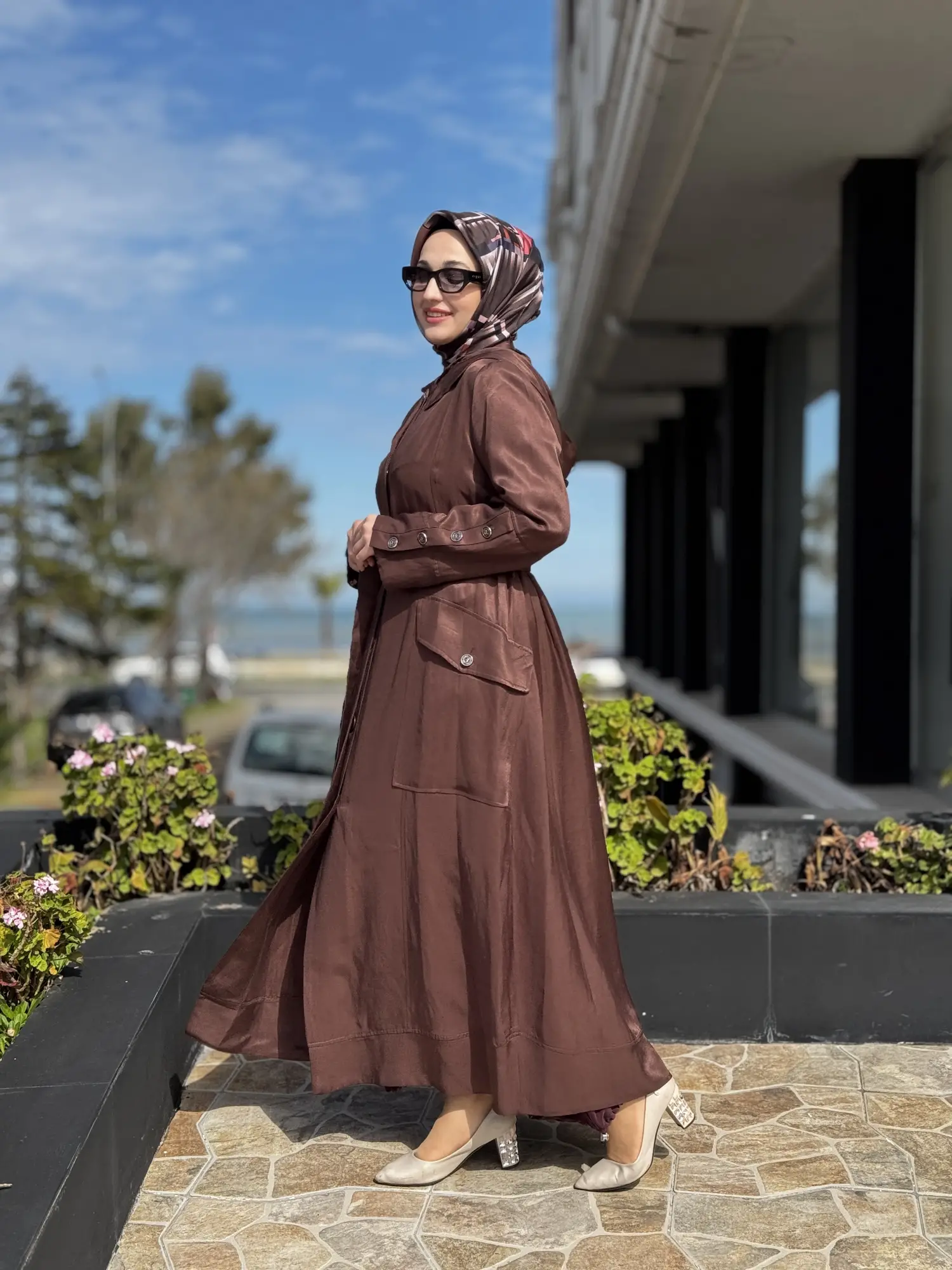 Misswhence Cep Detaylı Kapüşonlu Chanel Keten Pardesü 39504