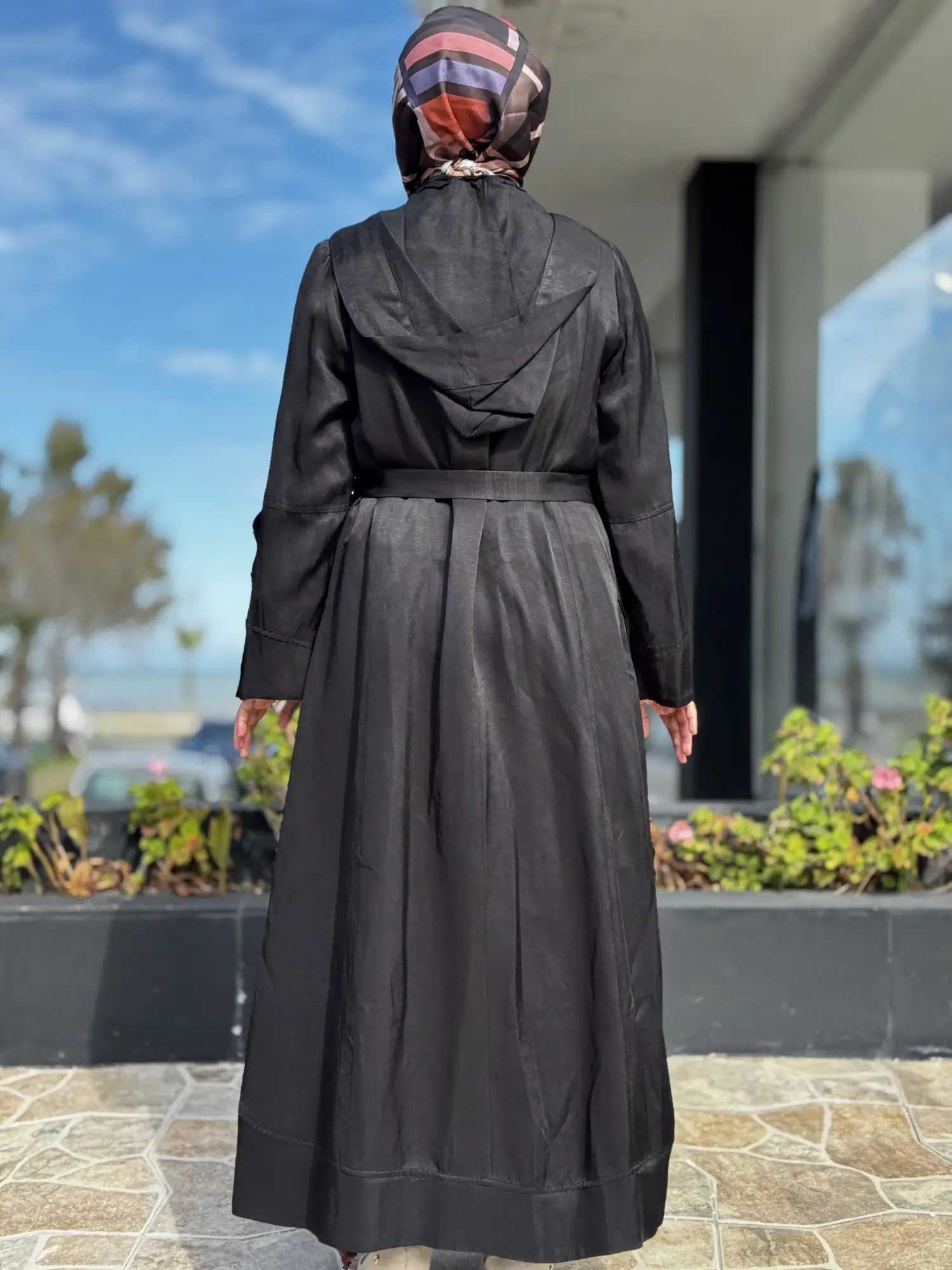 Misswhence Cep Detaylı Kapüşonlu Chanel Keten Pardesü 39504