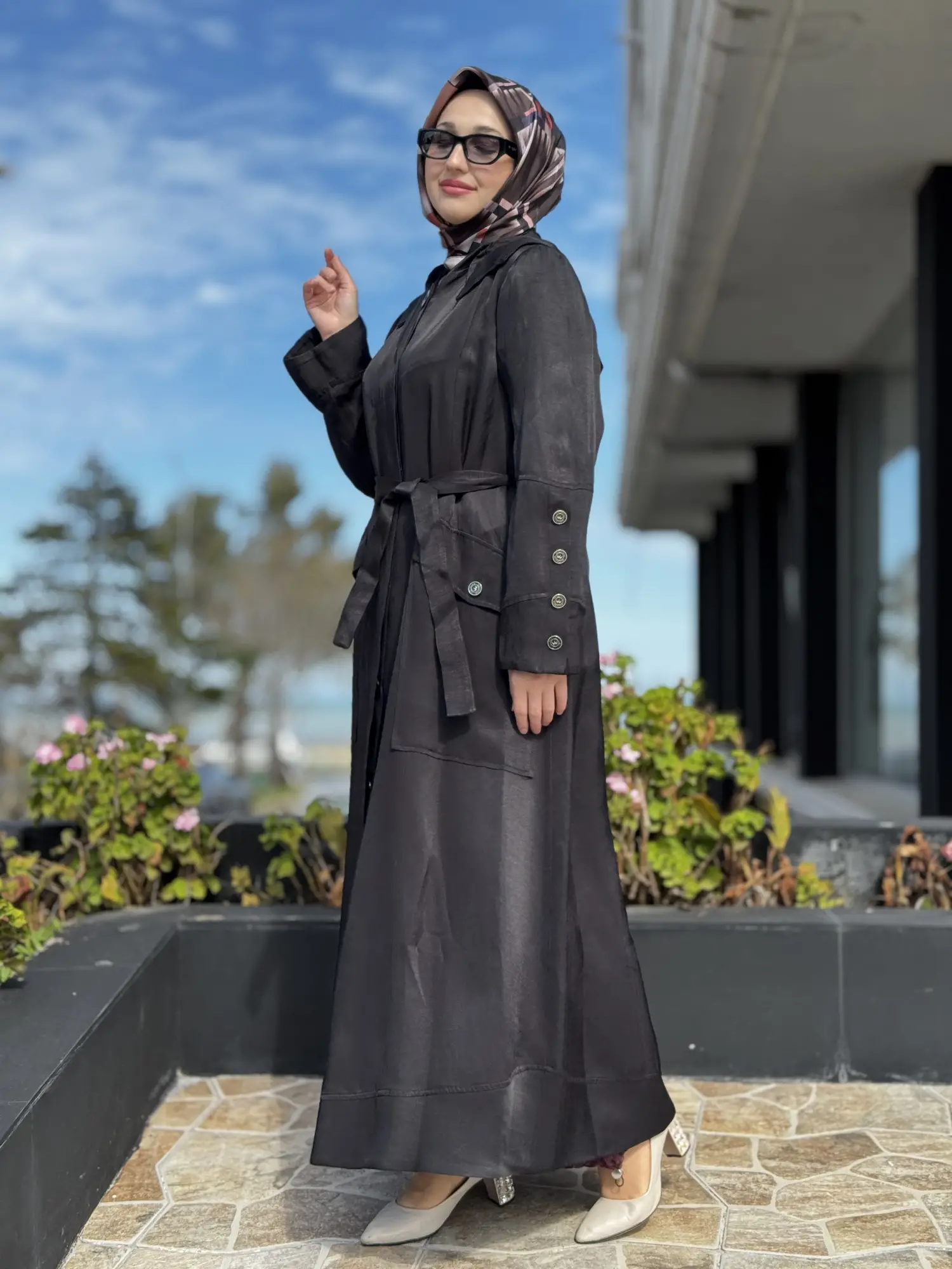 Misswhence Cep Detaylı Kapüşonlu Chanel Keten Pardesü 39504