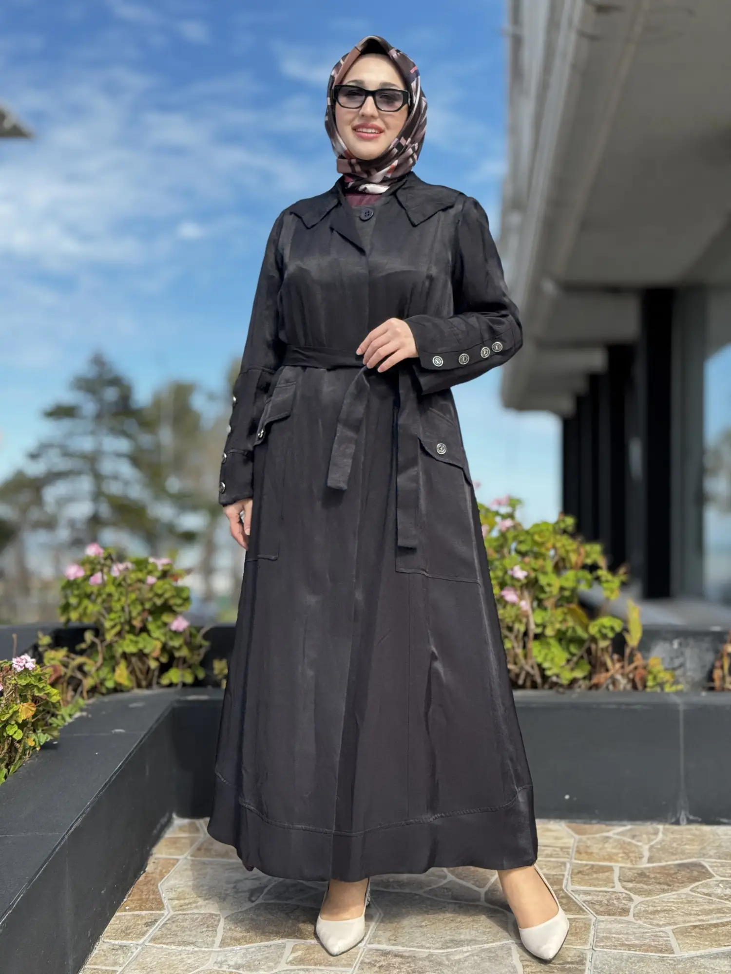 Misswhence Cep Detaylı Kapüşonlu Chanel Keten Pardesü 39504