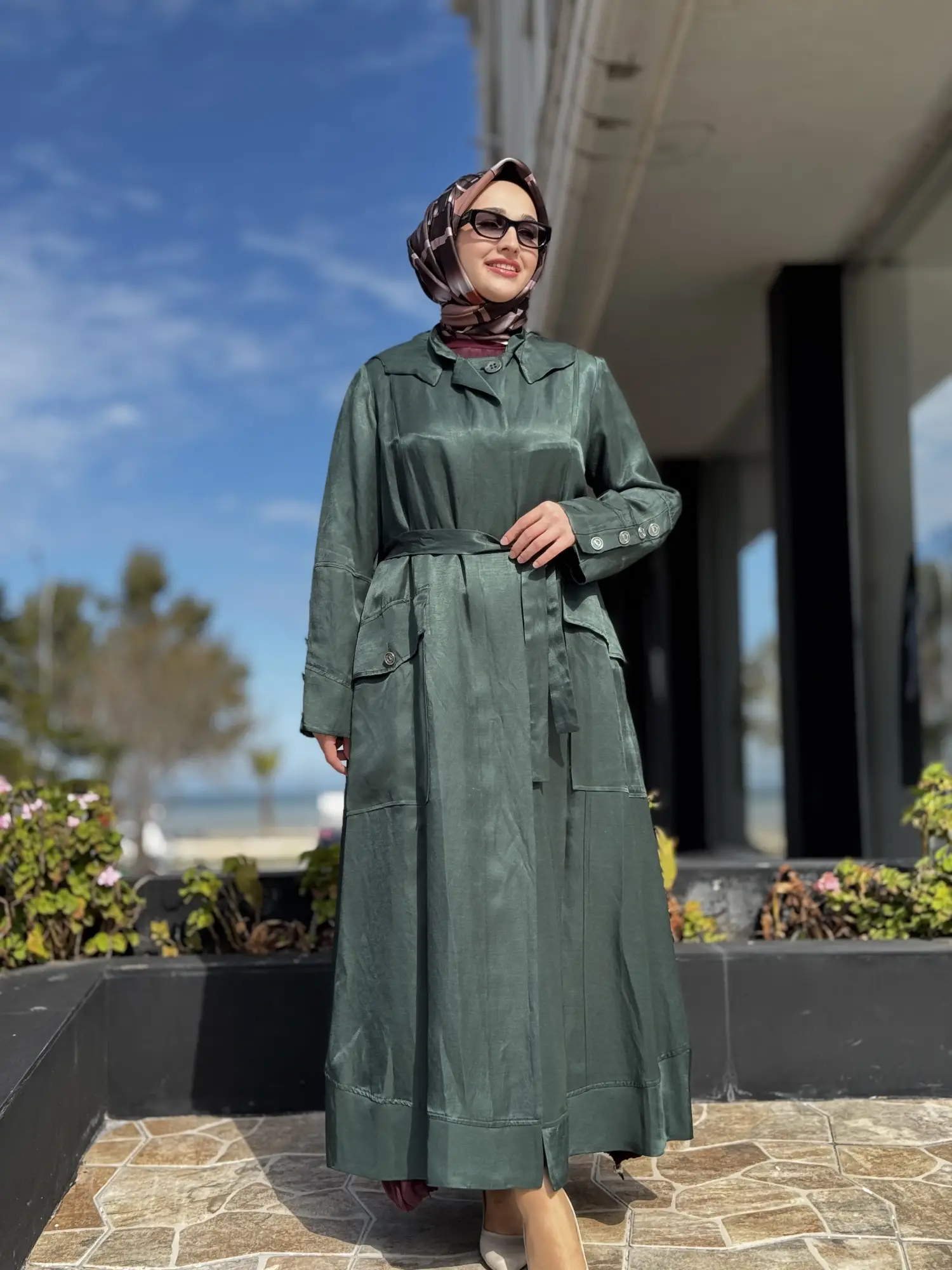 Misswhence Cep Detaylı Kapüşonlu Chanel Keten Pardesü 39504