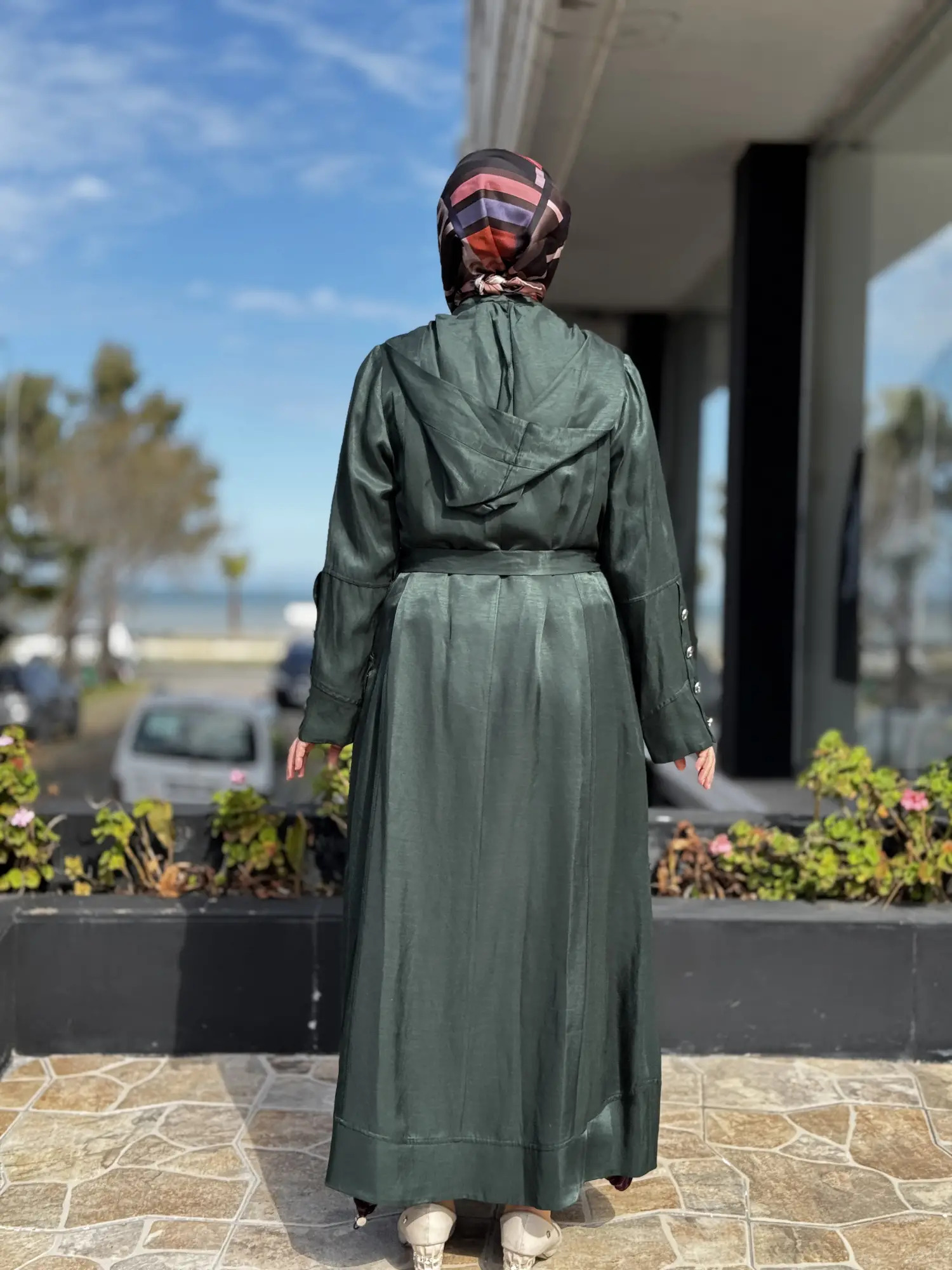 Misswhence Cep Detaylı Kapüşonlu Chanel Keten Pardesü 39504