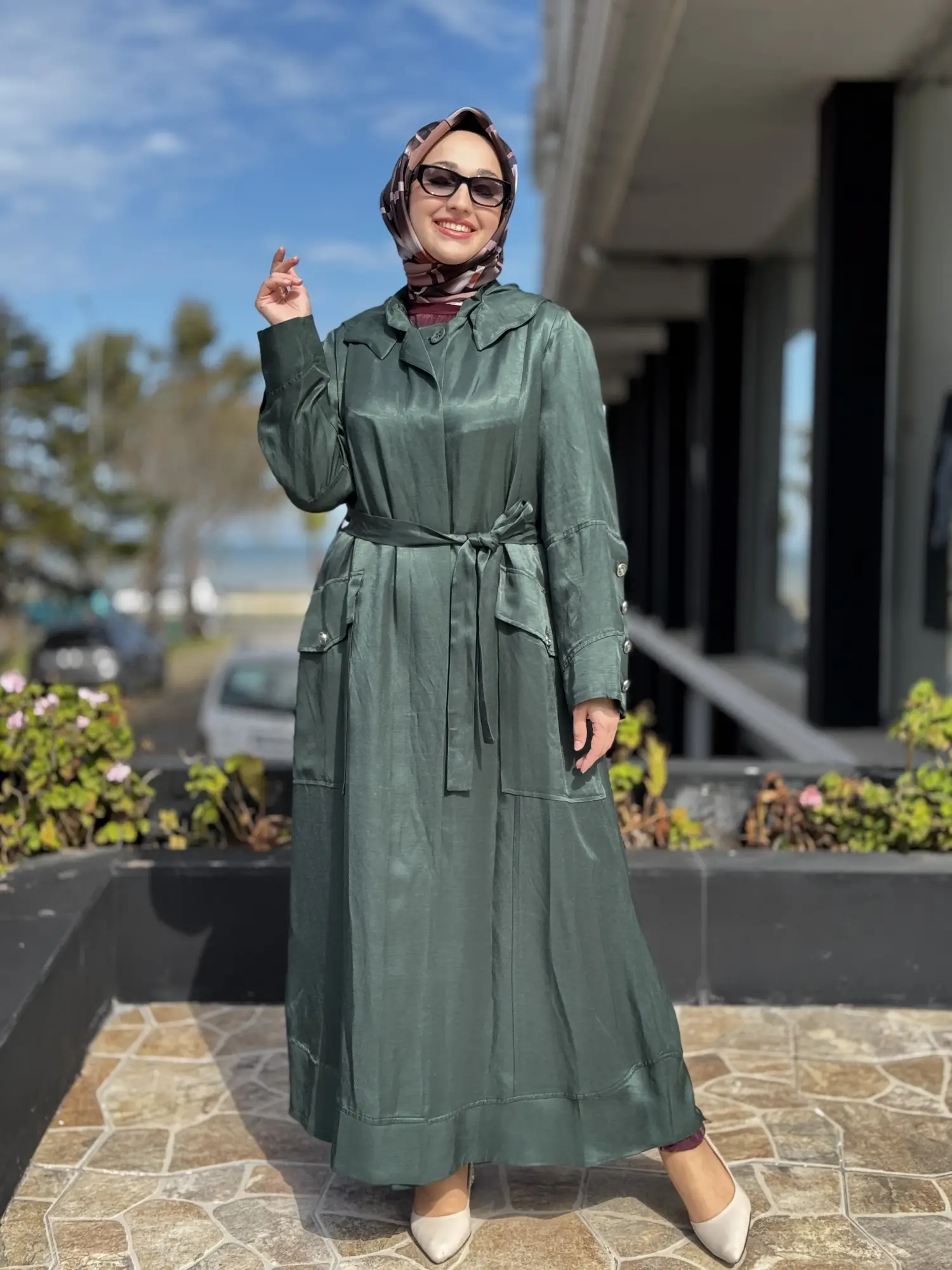 Misswhence Cep Detaylı Kapüşonlu Chanel Keten Pardesü 39504