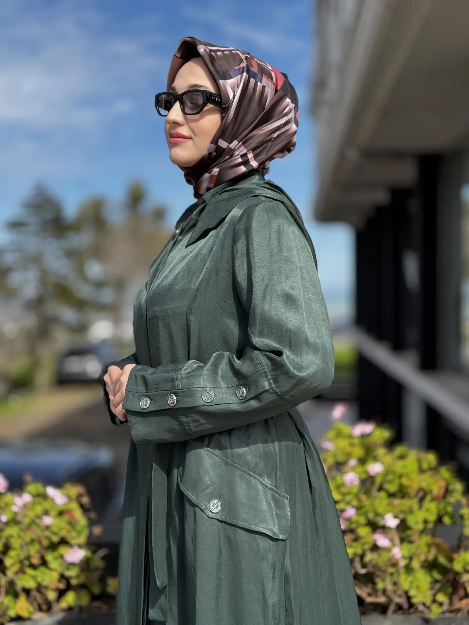 Misswhence Cep Detaylı Kapüşonlu Chanel Keten Pardesü 39504