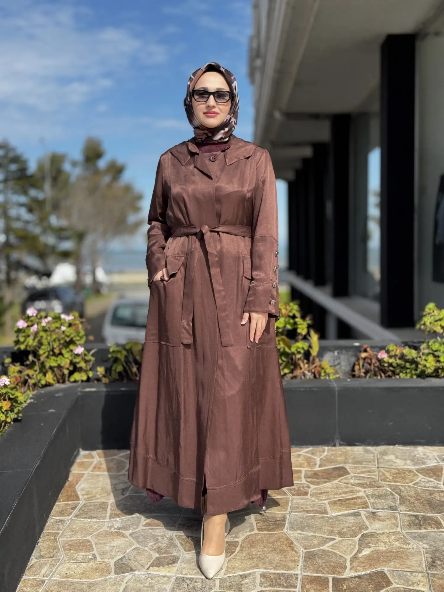 Misswhence Cep Detaylı Kapüşonlu Chanel Keten Pardesü 39504