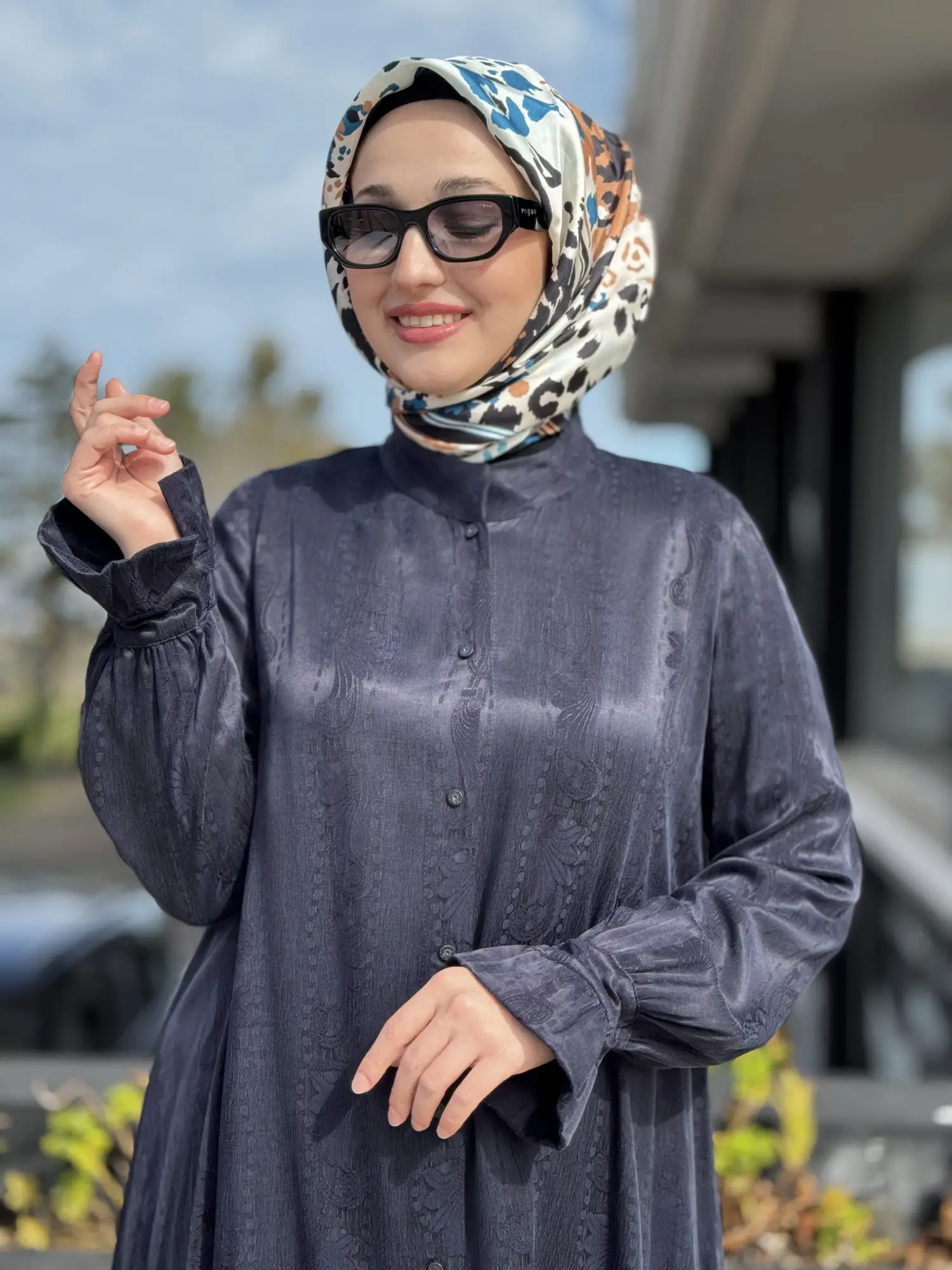 Misswhence Kendinden Desenli Jakarlı Cupra İpek Gömlek Pantolon Takım 39019