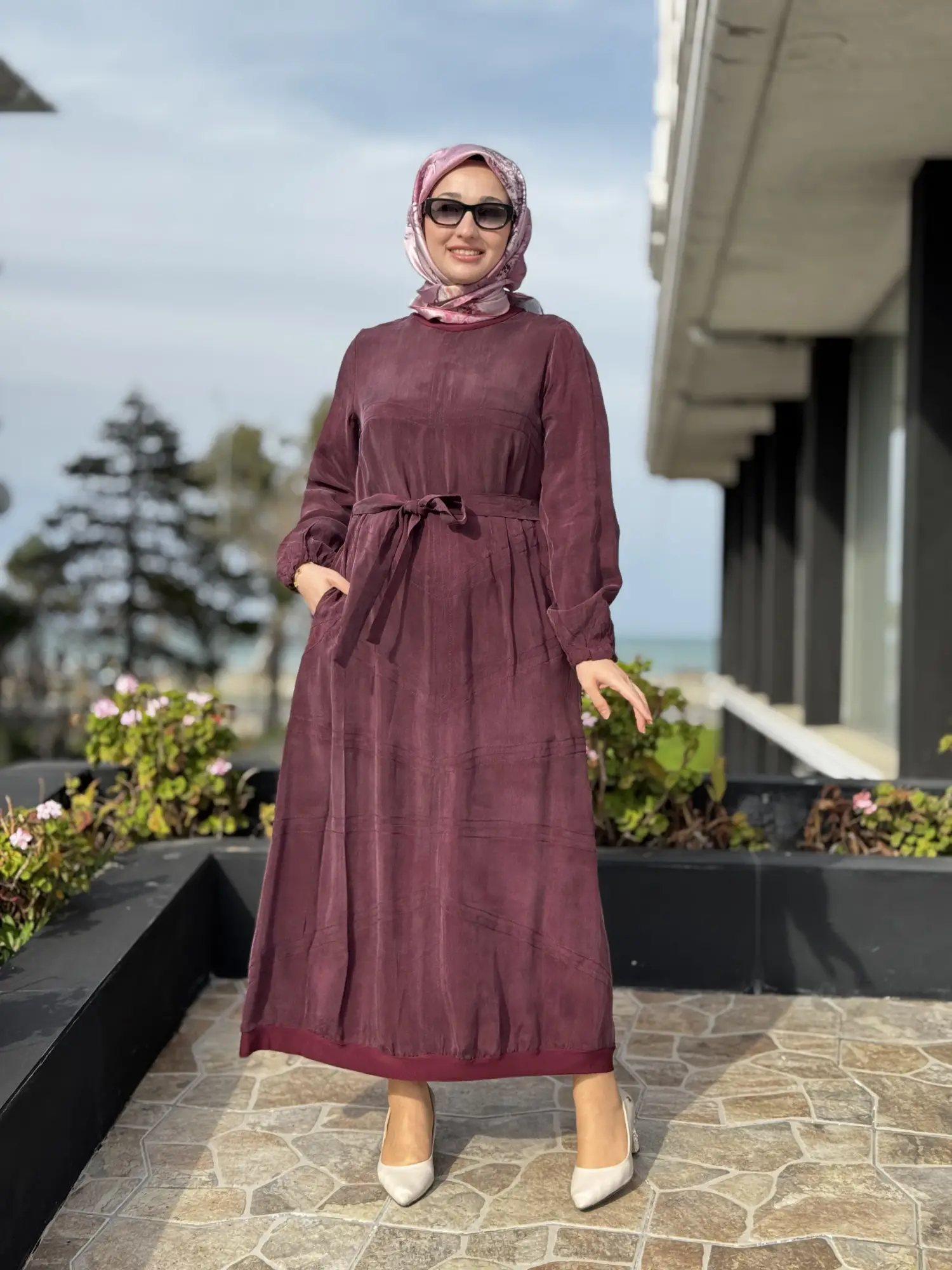 Misswhence Spor Dikiş Detaylı Cupra İpek Elbise 39800