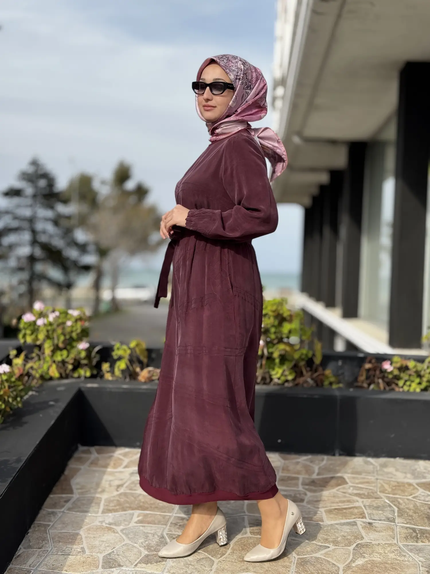 Misswhence Spor Dikiş Detaylı Cupra İpek Elbise 39800