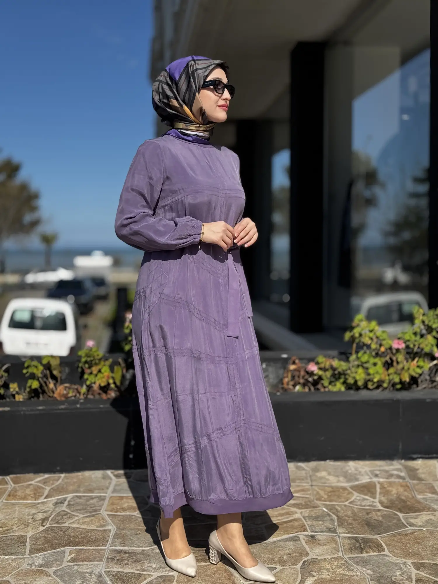 Misswhence Spor Dikiş Detaylı Cupra İpek Elbise 39800