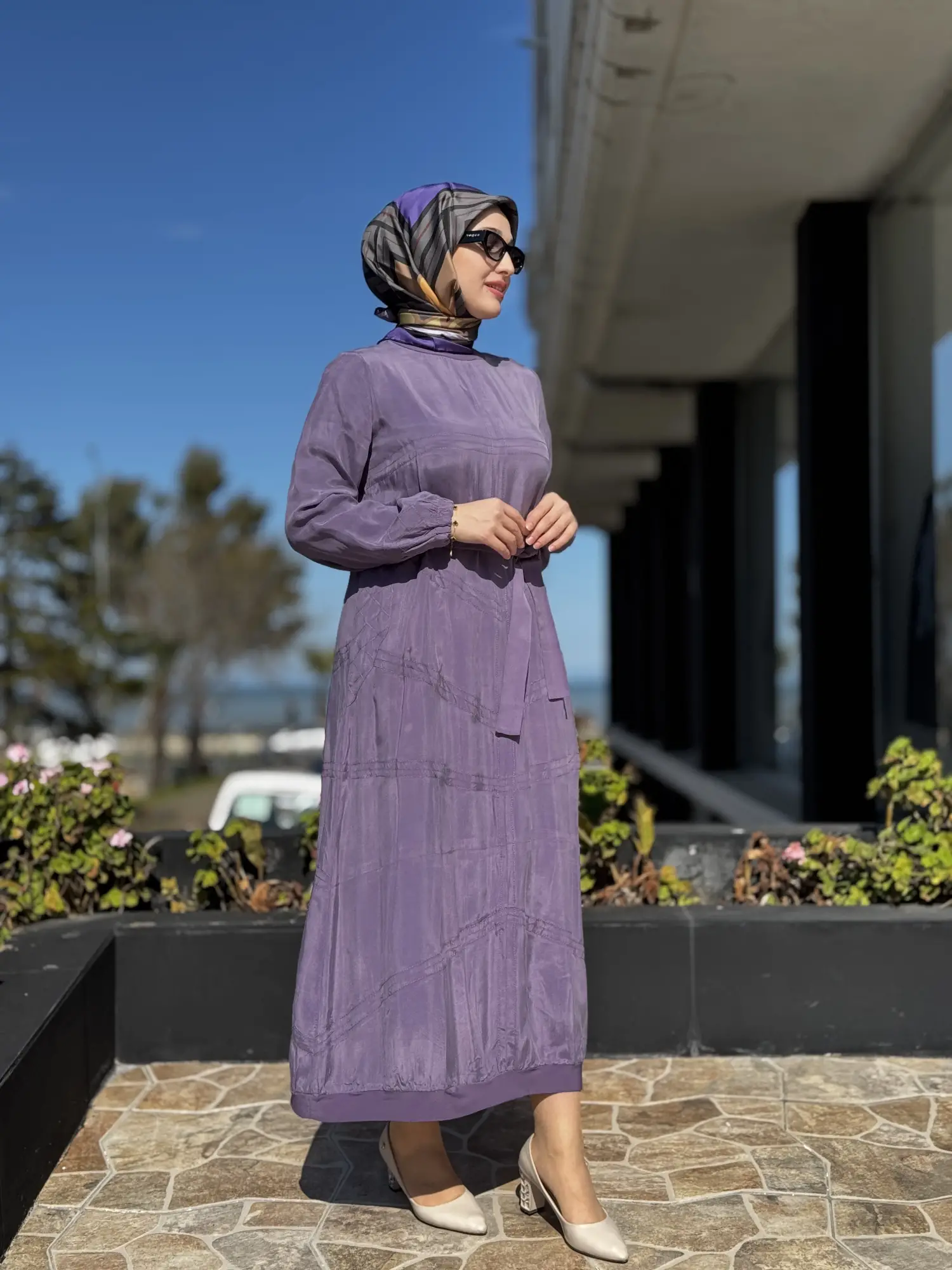 Misswhence Spor Dikiş Detaylı Cupra İpek Elbise 39800