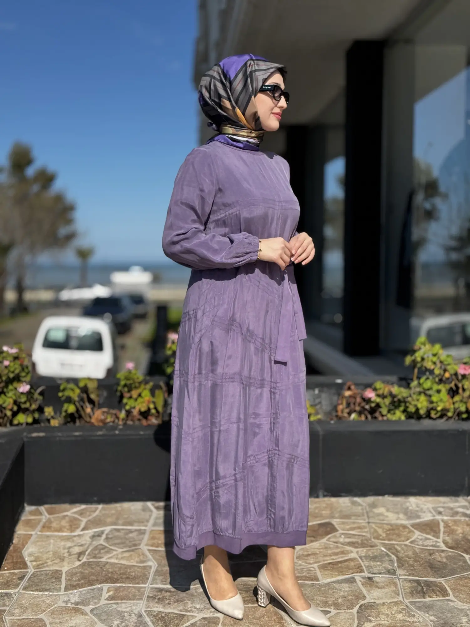 Misswhence Spor Dikiş Detaylı Cupra İpek Elbise 39800