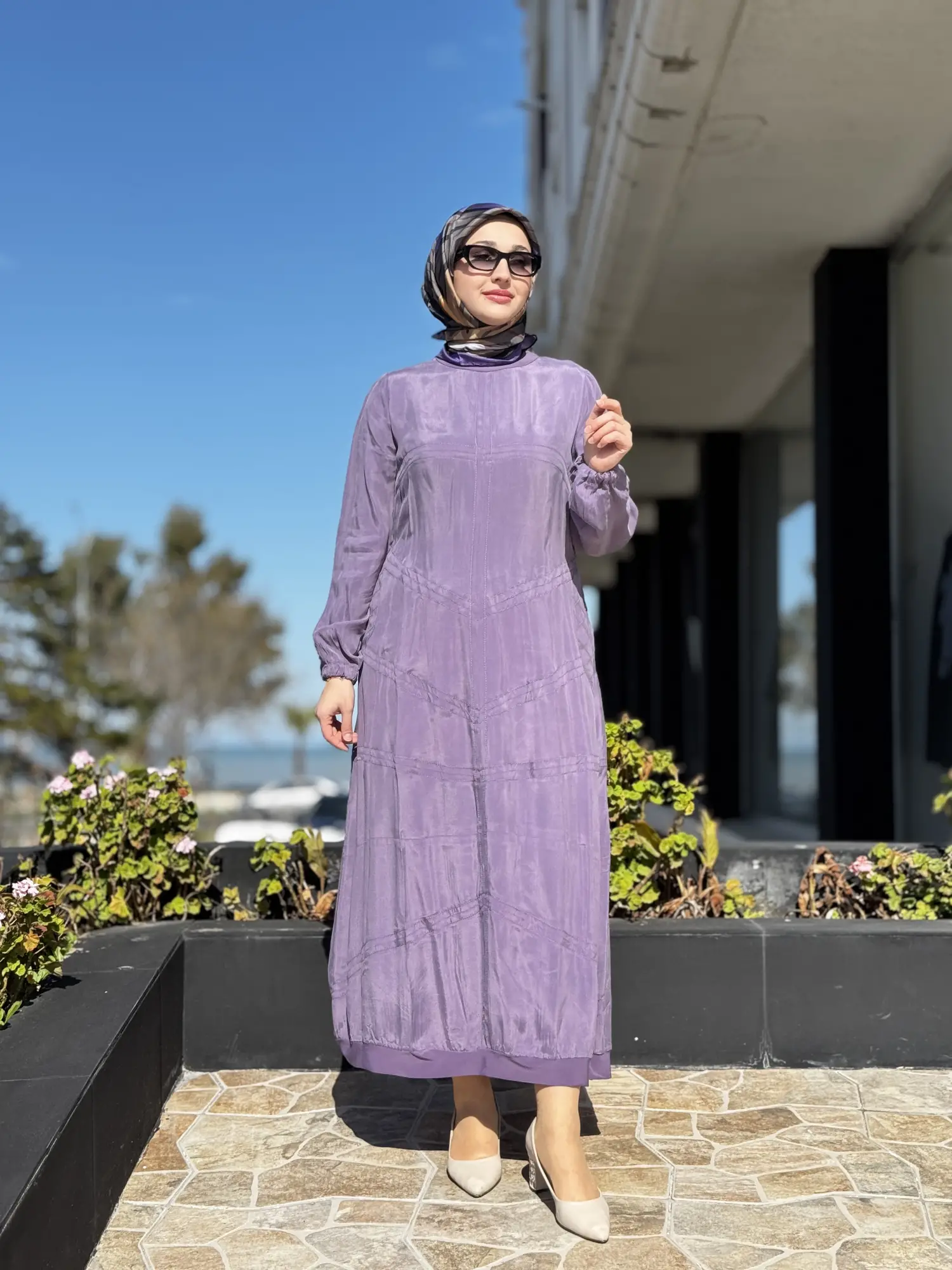 Misswhence Spor Dikiş Detaylı Cupra İpek Elbise 39800