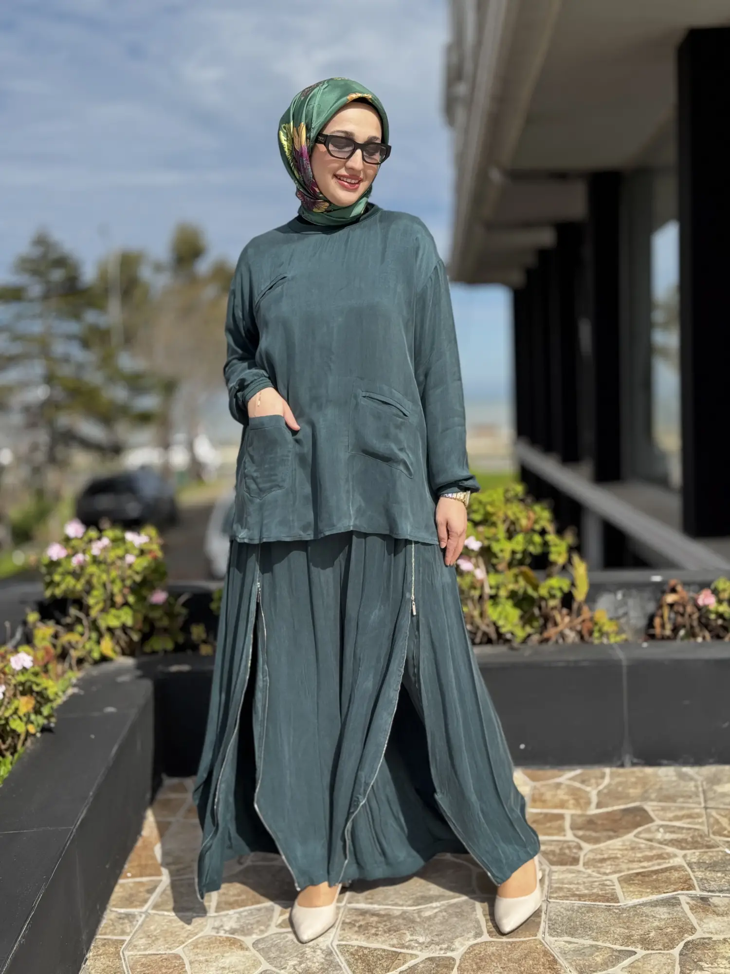 Misswhence İçi Pantolonlu Cupra İpek Tunik Şalvar Takım 39004