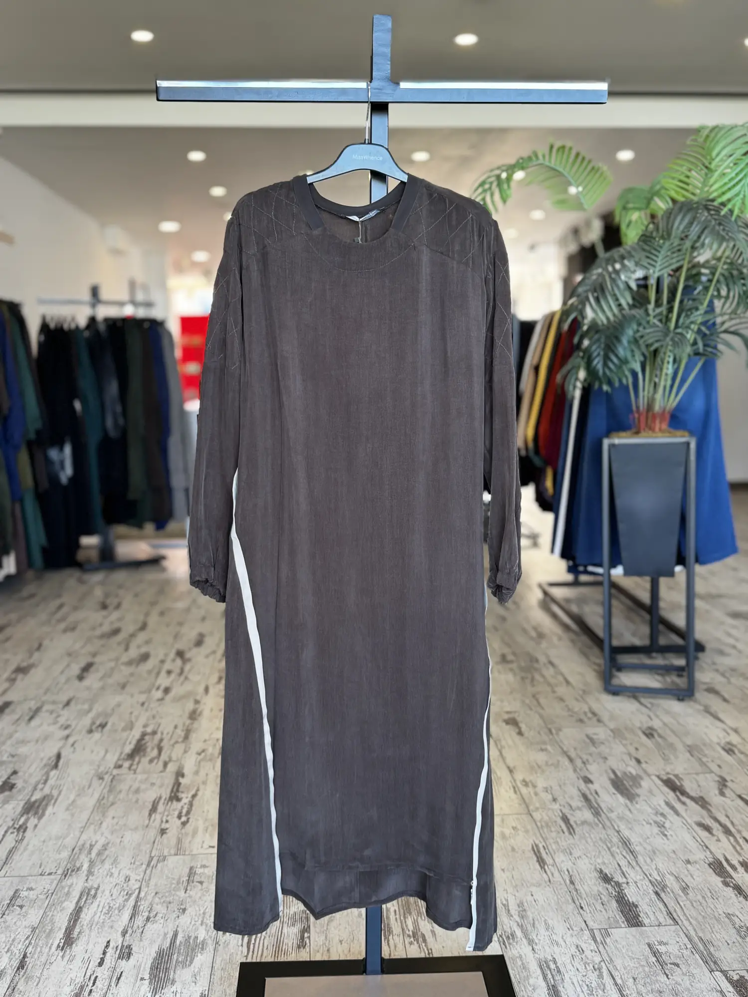 Misswhence Fermuar Detaylı Maxi Boy Cupra İpek Tunik 39031