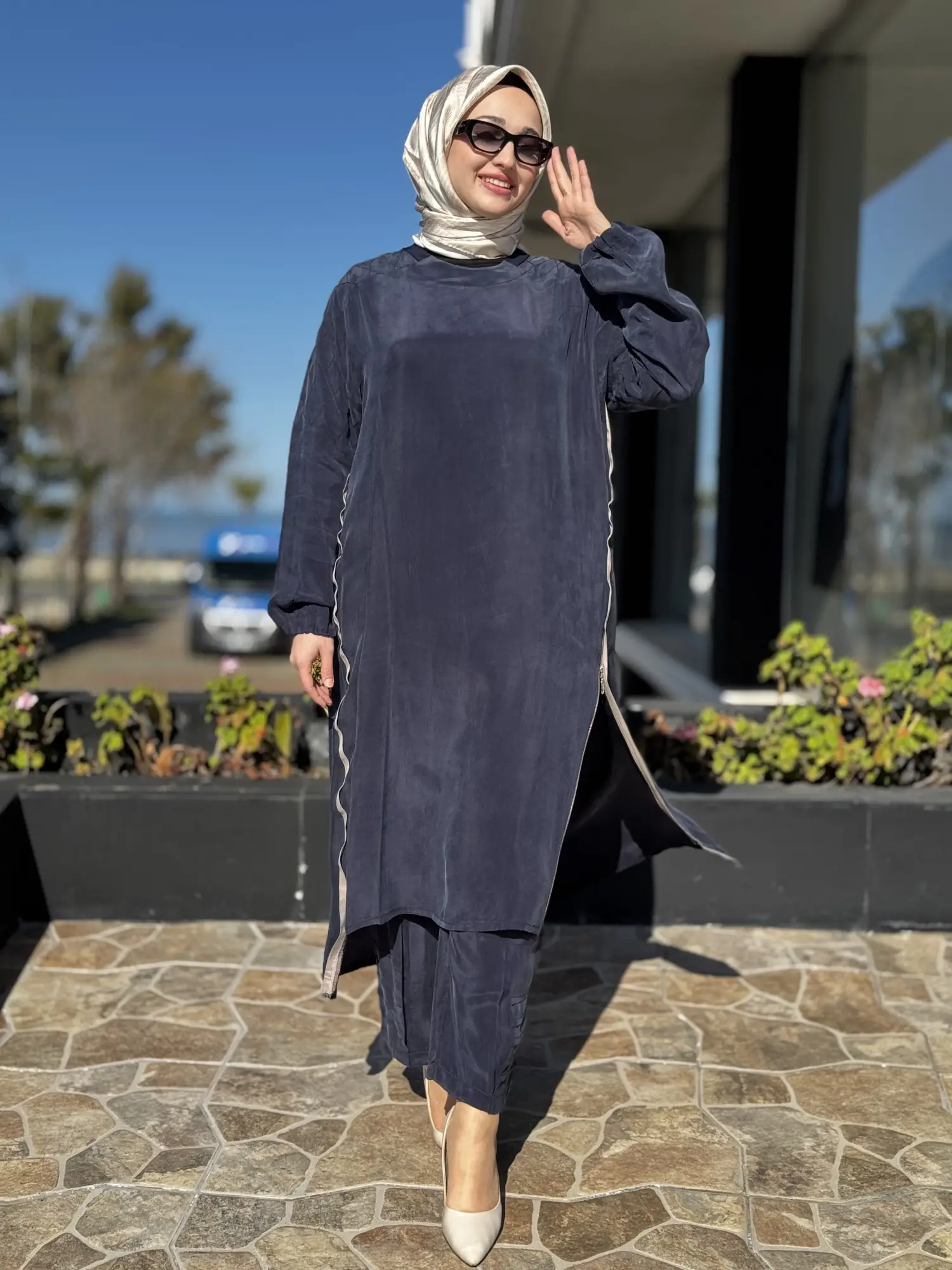 Misswhence Fermuar Detaylı Maxi Boy Cupra İpek Tunik 39031