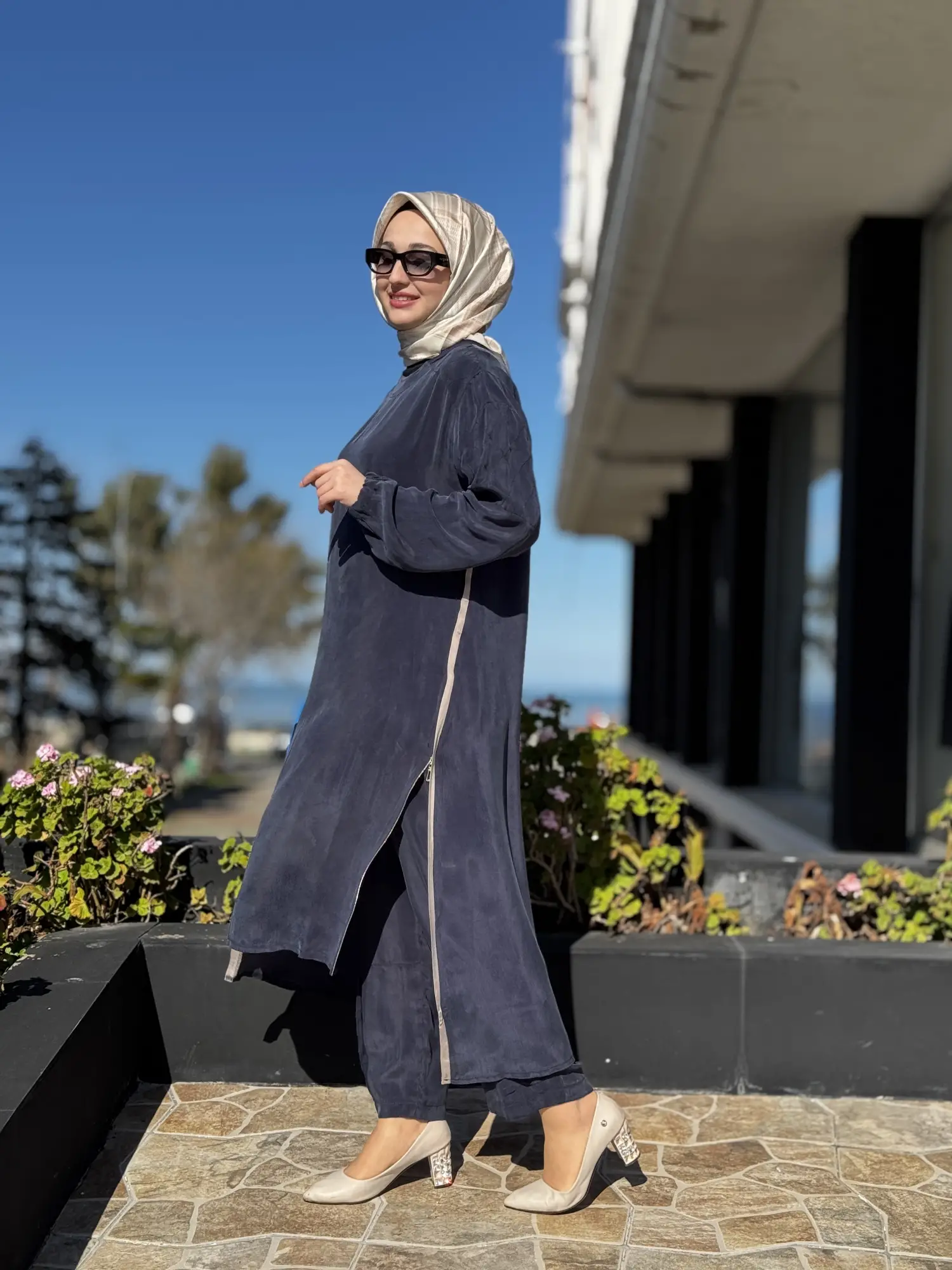 Misswhence Fermuar Detaylı Maxi Boy Cupra İpek Tunik 39031