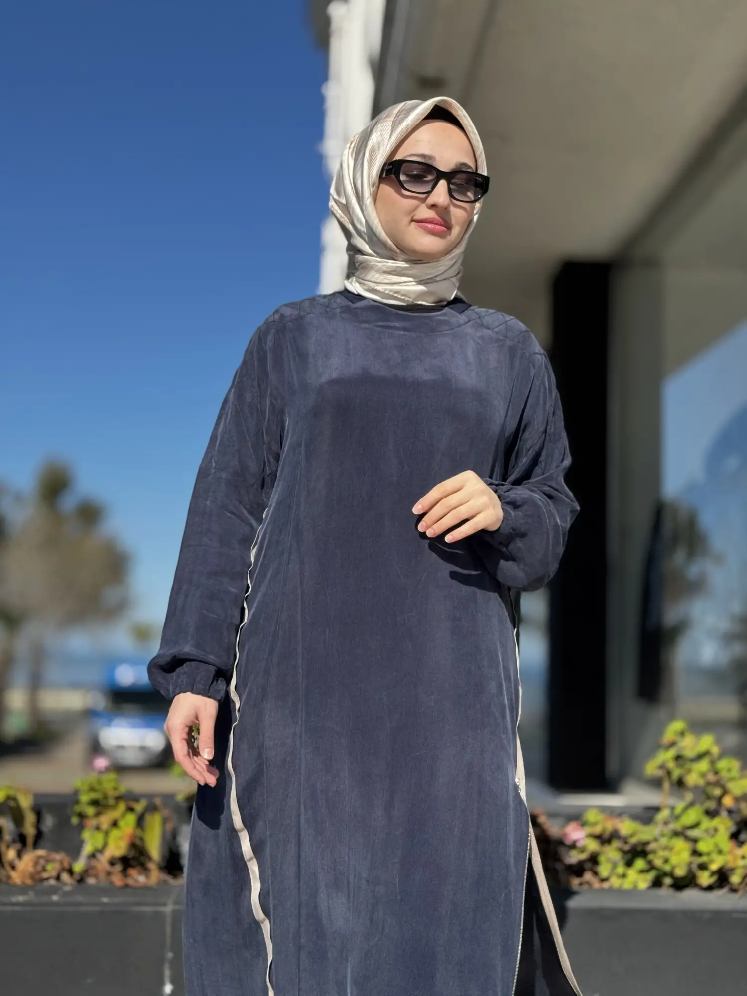 Misswhence Fermuar Detaylı Maxi Boy Cupra İpek Tunik 39031