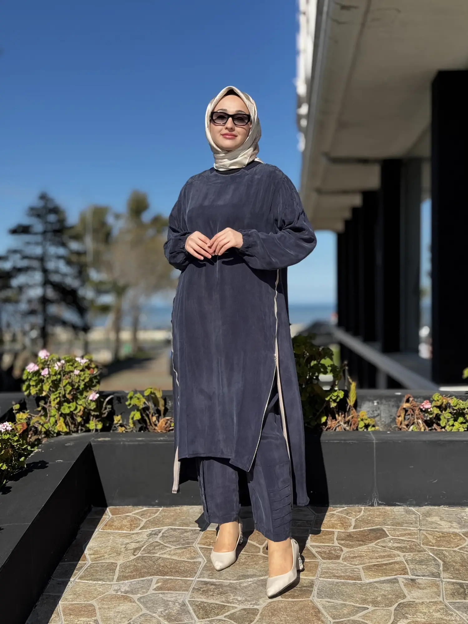 Misswhence Fermuar Detaylı Maxi Boy Cupra İpek Tunik 39031