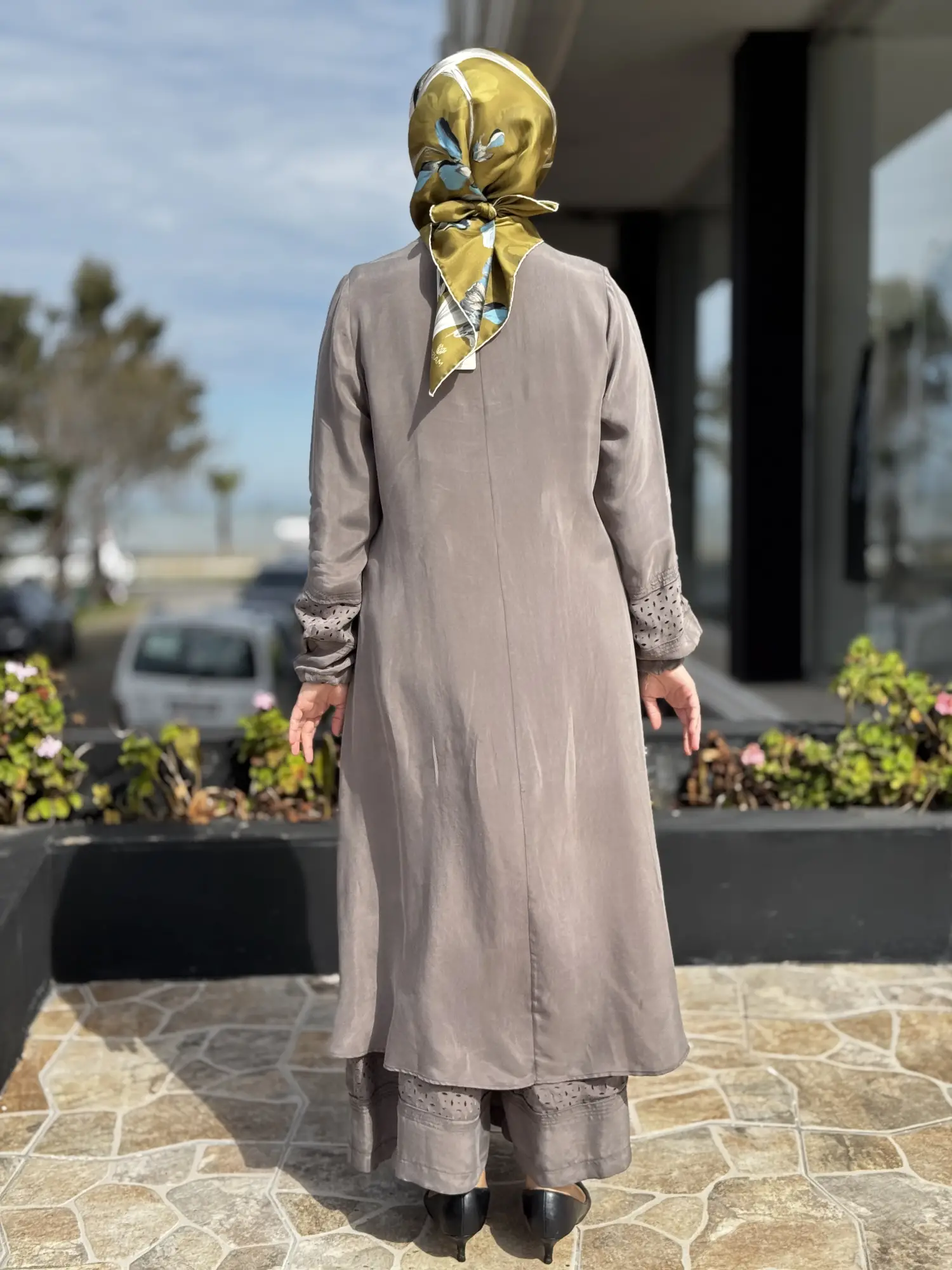 Misswhence Lazer Kesim Detaylı Asimetrik Cupra İpek Tunik Pantolon Takım 39003