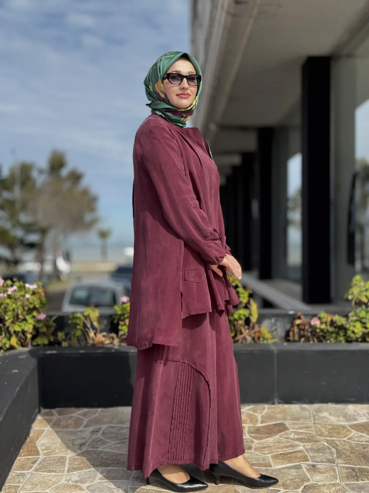 Misswhence 3 lü Cupra İpek Ceket Tunik Pantolon Takım 39208