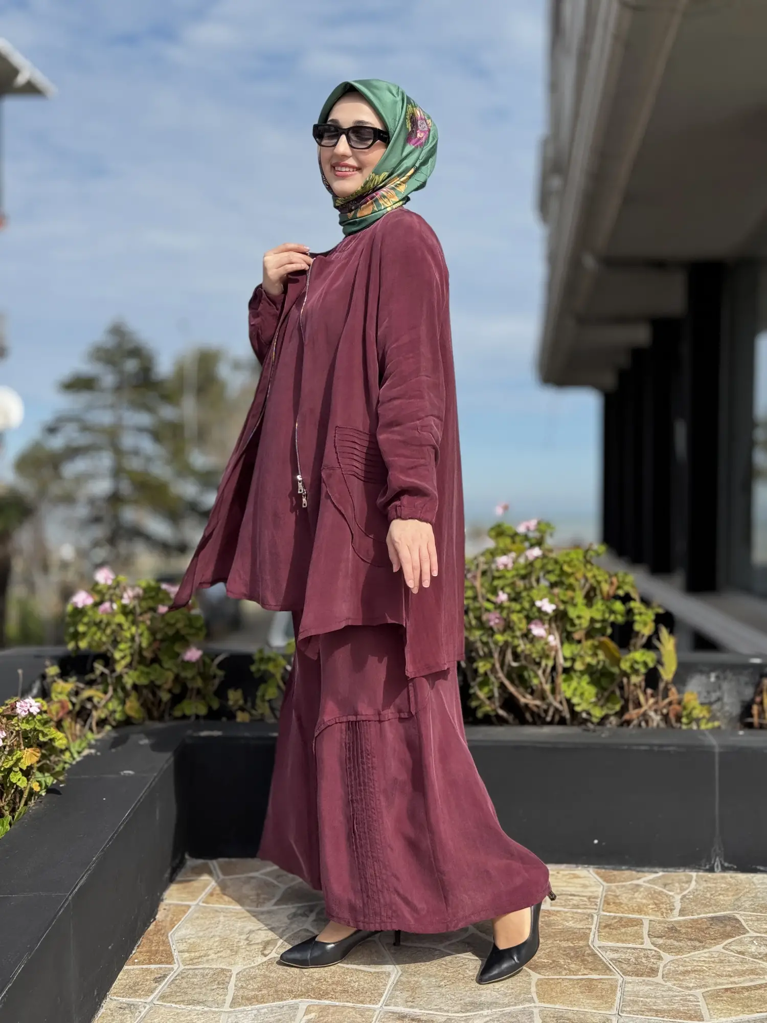 Misswhence 3 lü Cupra İpek Ceket Tunik Pantolon Takım 39208