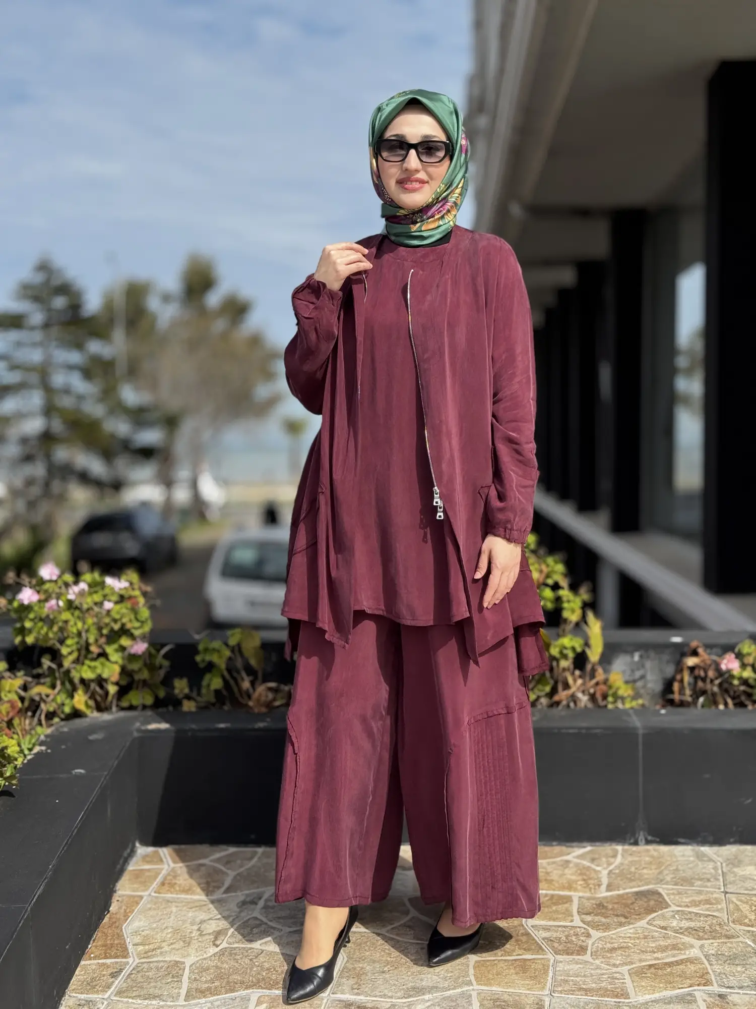 Misswhence 3 lü Cupra İpek Ceket Tunik Pantolon Takım 39208