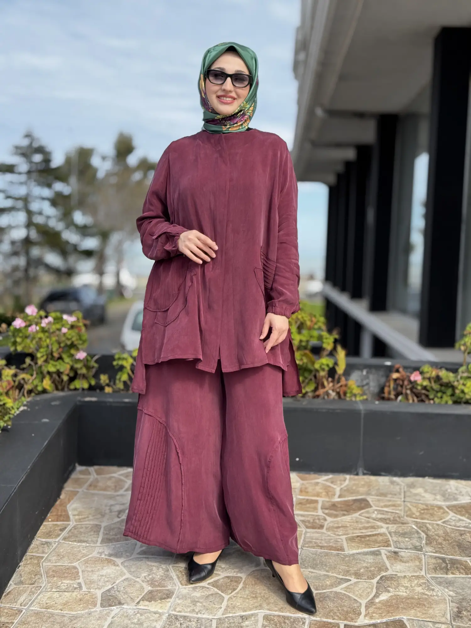 Misswhence 3 lü Cupra İpek Ceket Tunik Pantolon Takım 39208