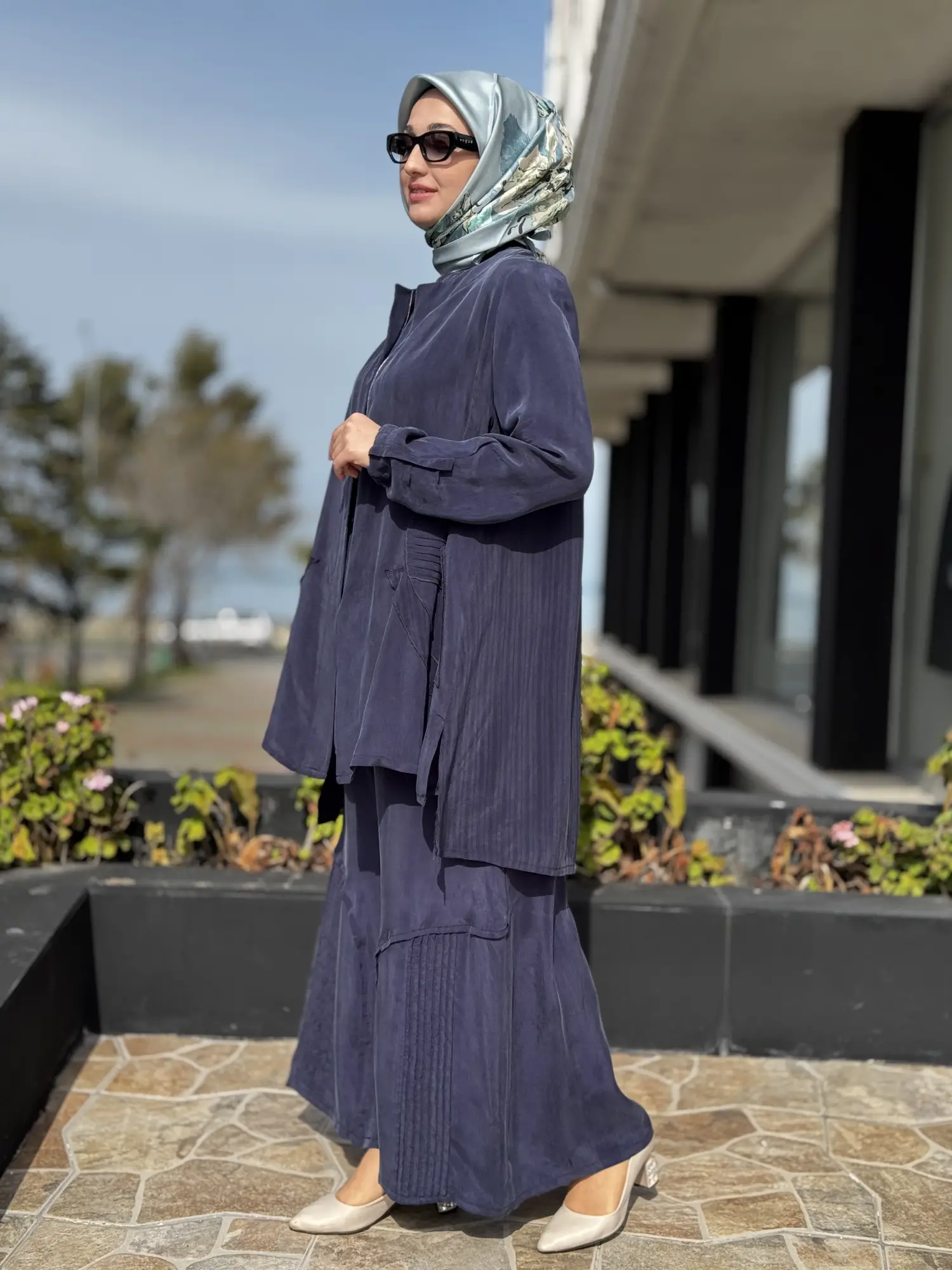 Misswhence 3 lü Cupra İpek Ceket Tunik Pantolon Takım 39208