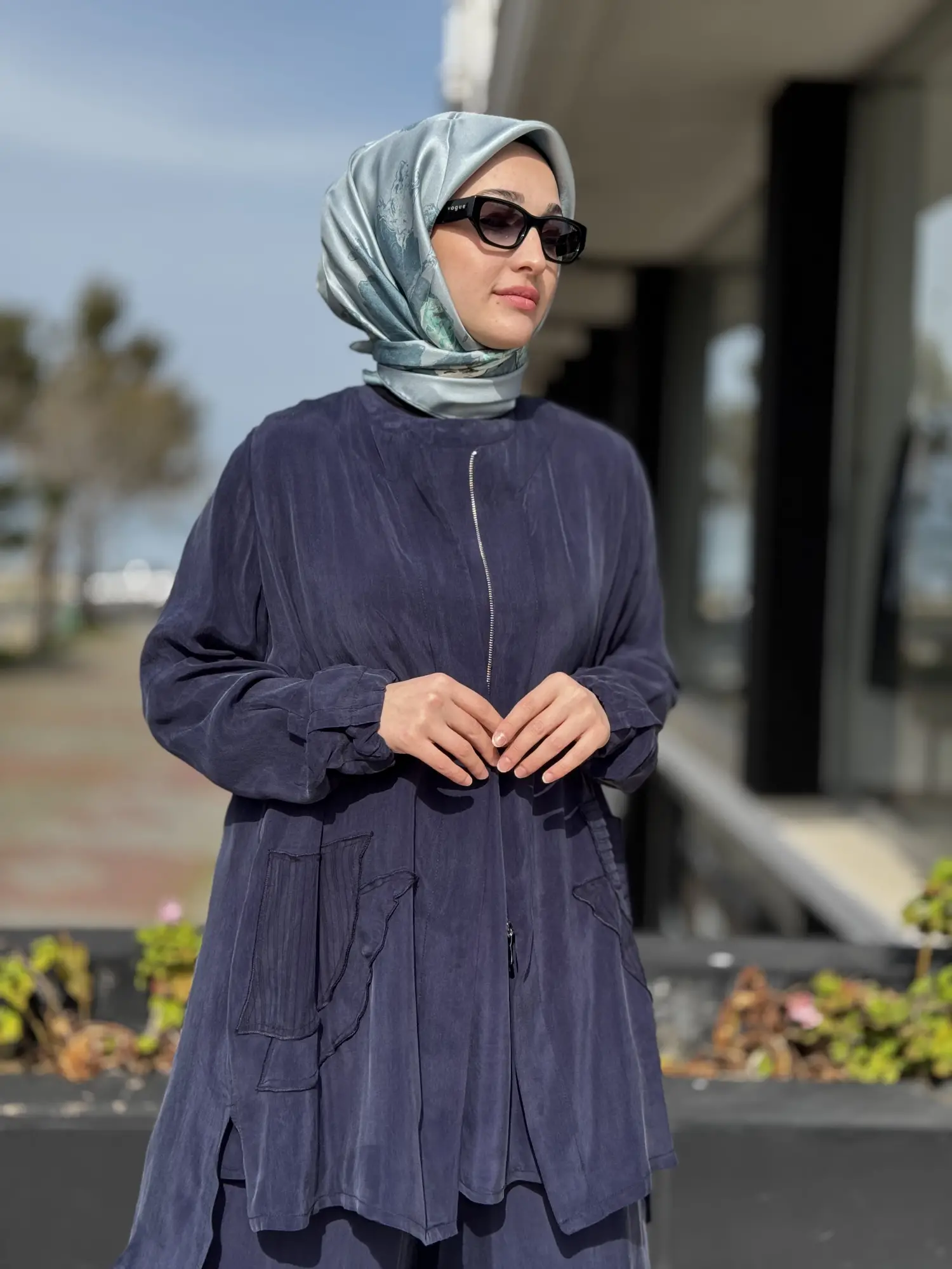 Misswhence 3 lü Cupra İpek Ceket Tunik Pantolon Takım 39208