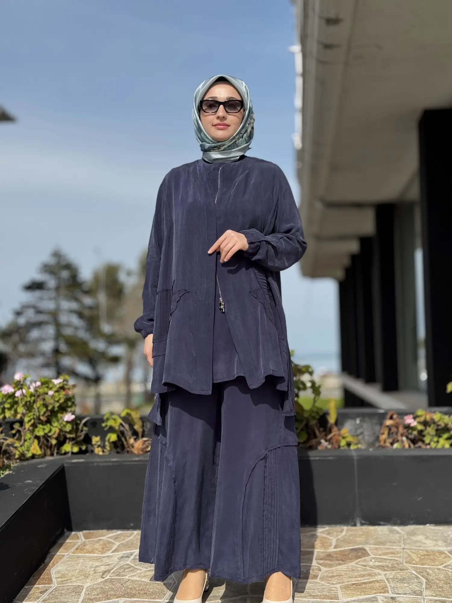 Misswhence 3 lü Cupra İpek Ceket Tunik Pantolon Takım 39208