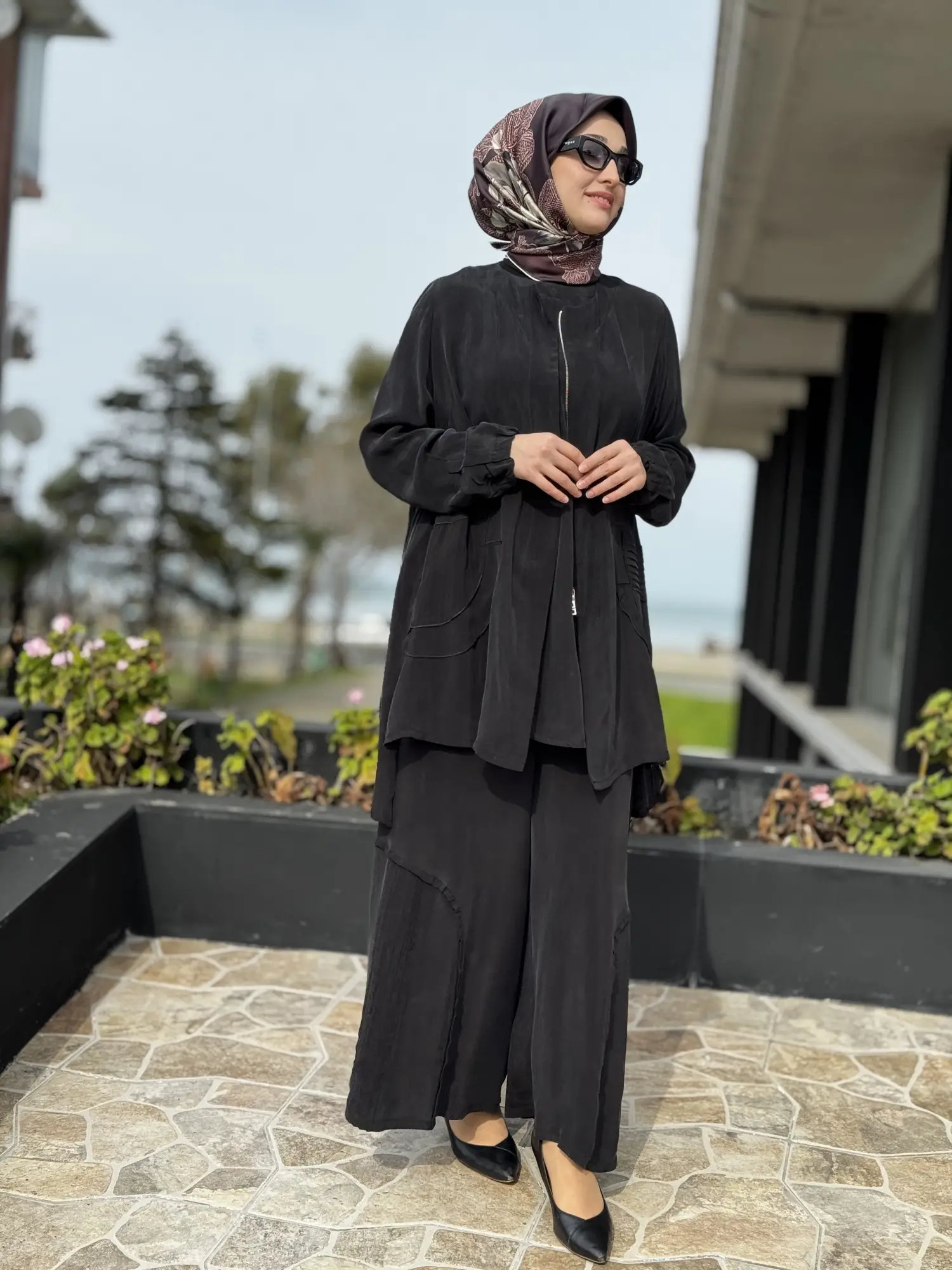 Misswhence 3 lü Cupra İpek Ceket Tunik Pantolon Takım 39208