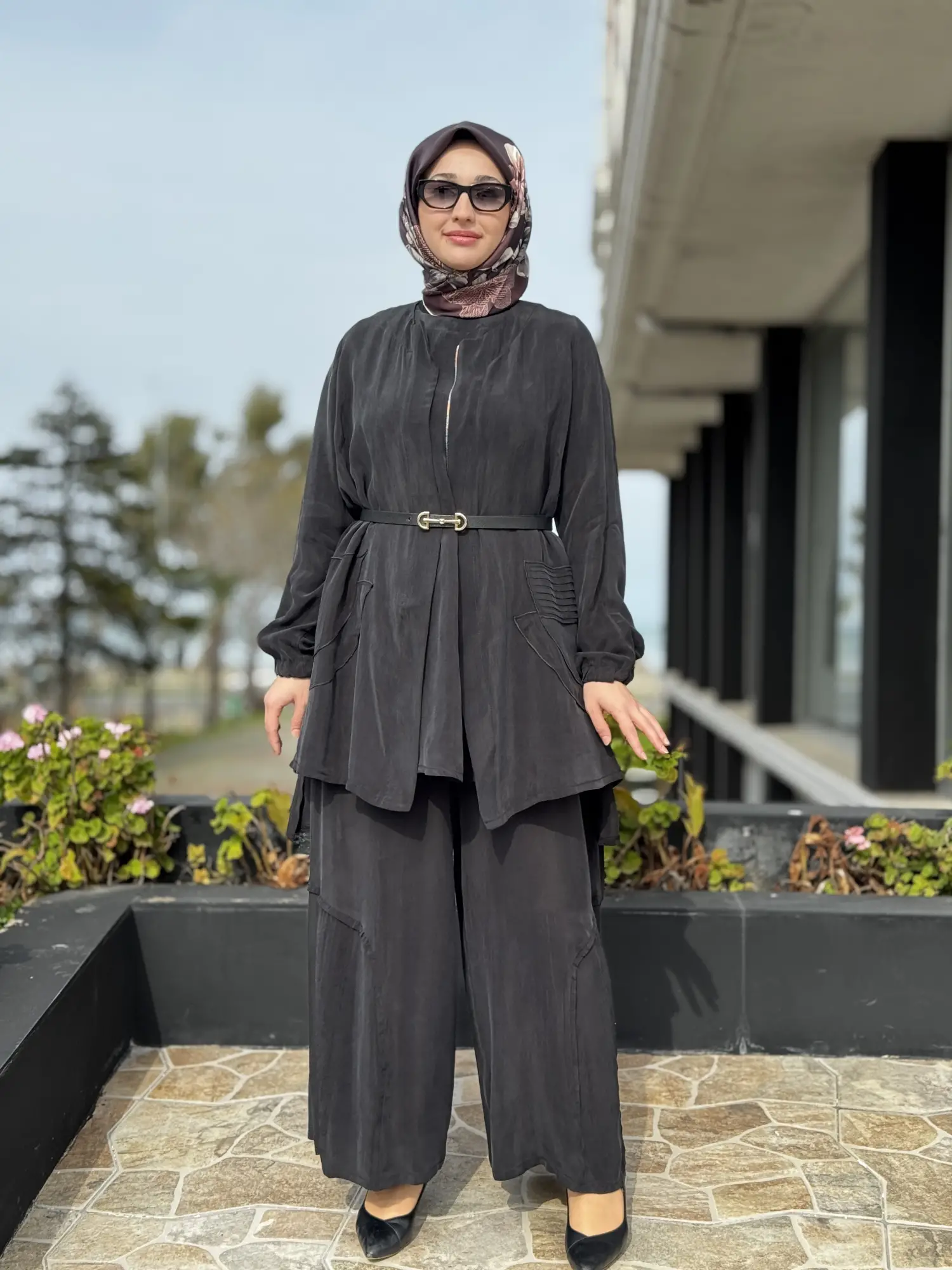 Misswhence 3 lü Cupra İpek Ceket Tunik Pantolon Takım 39208