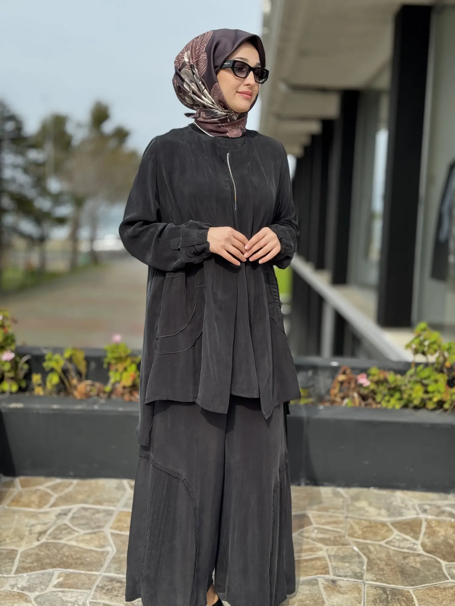 Misswhence 3 lü Cupra İpek Ceket Tunik Pantolon Takım 39208