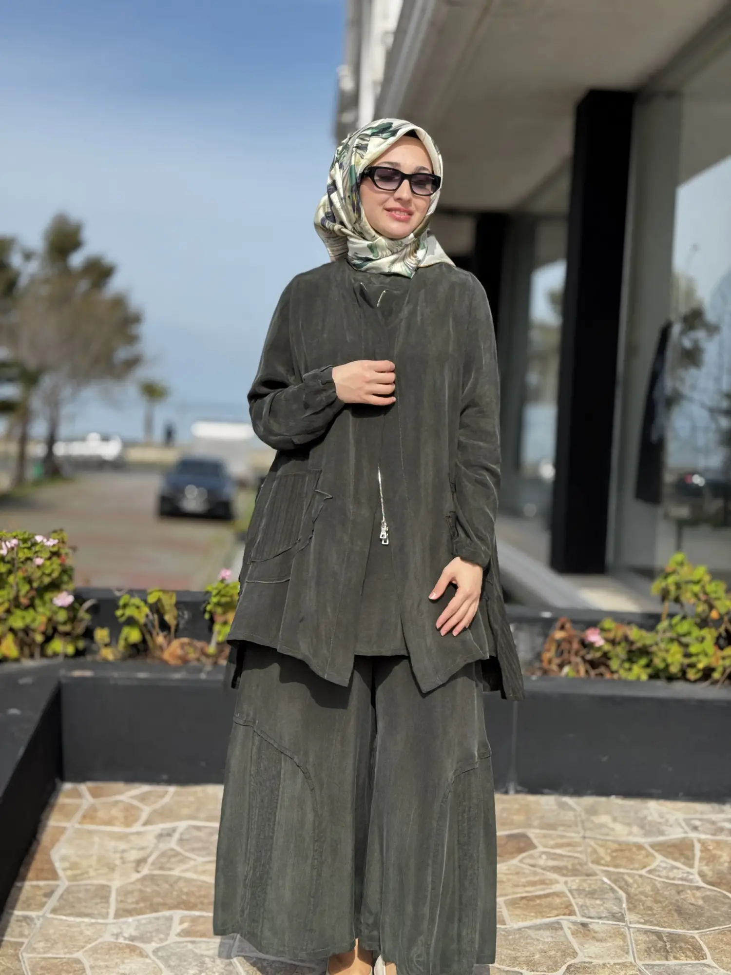 Misswhence 3 lü Cupra İpek Ceket Tunik Pantolon Takım 39208