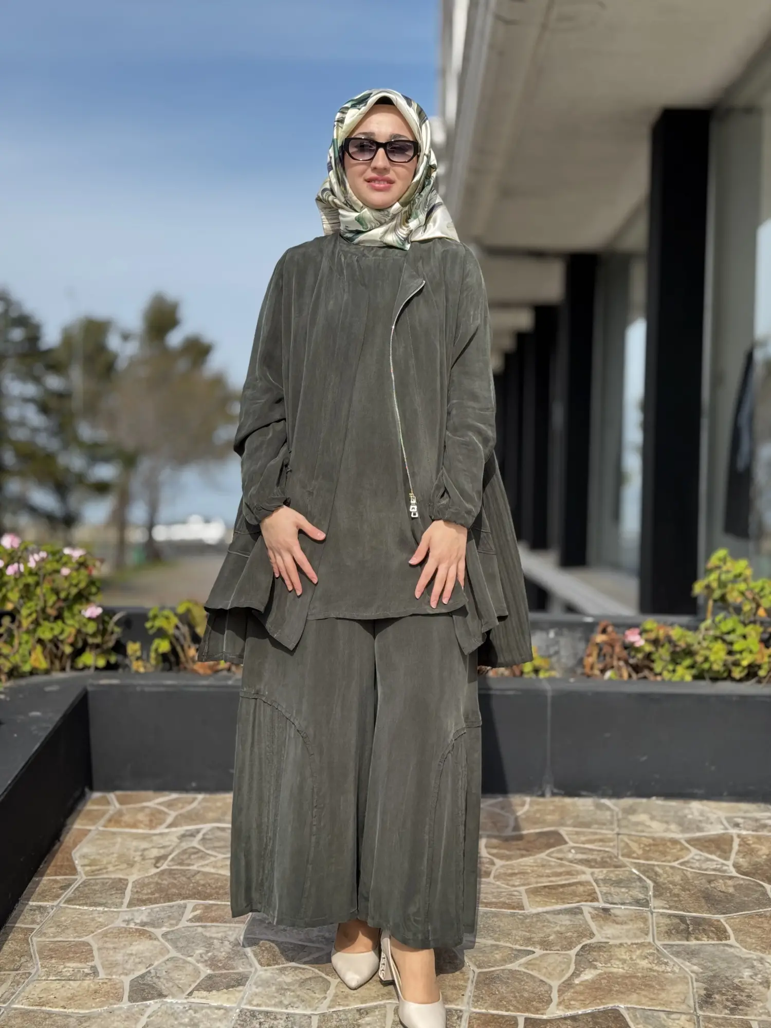 Misswhence 3 lü Cupra İpek Ceket Tunik Pantolon Takım 39208