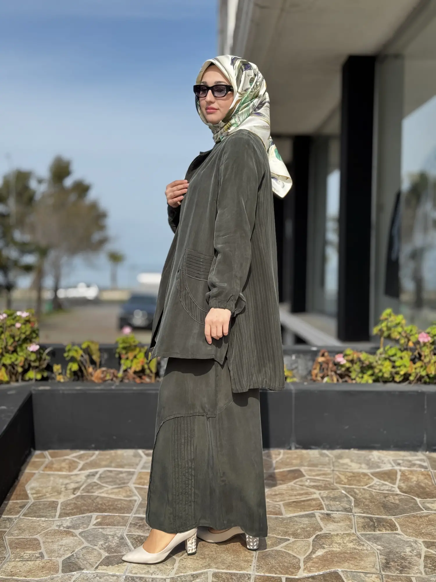 Misswhence 3 lü Cupra İpek Ceket Tunik Pantolon Takım 39208