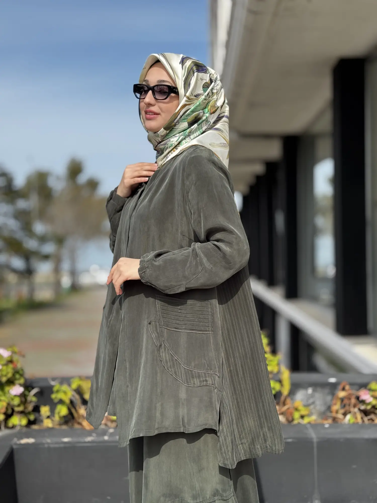 Misswhence 3 lü Cupra İpek Ceket Tunik Pantolon Takım 39208