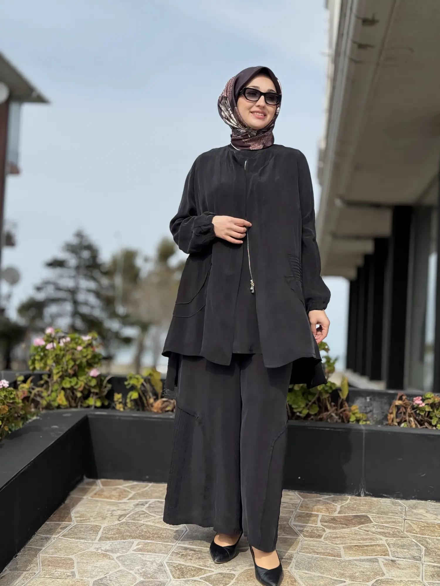 Misswhence 3 lü Cupra İpek Ceket Tunik Pantolon Takım 39208