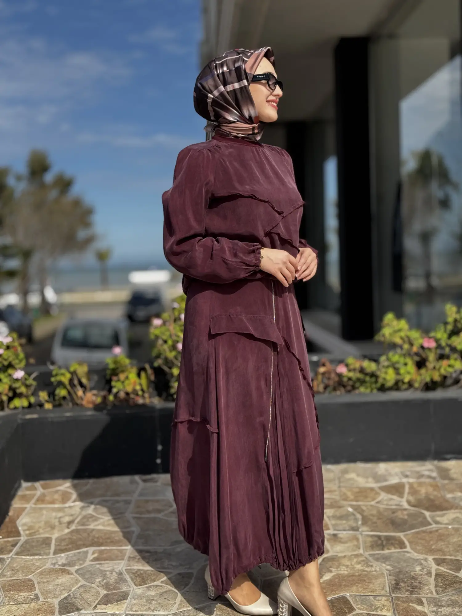 Misswhence Büzgü ve Fermuar Detaylı Cupra İpek Etek Bluz Takım 39020