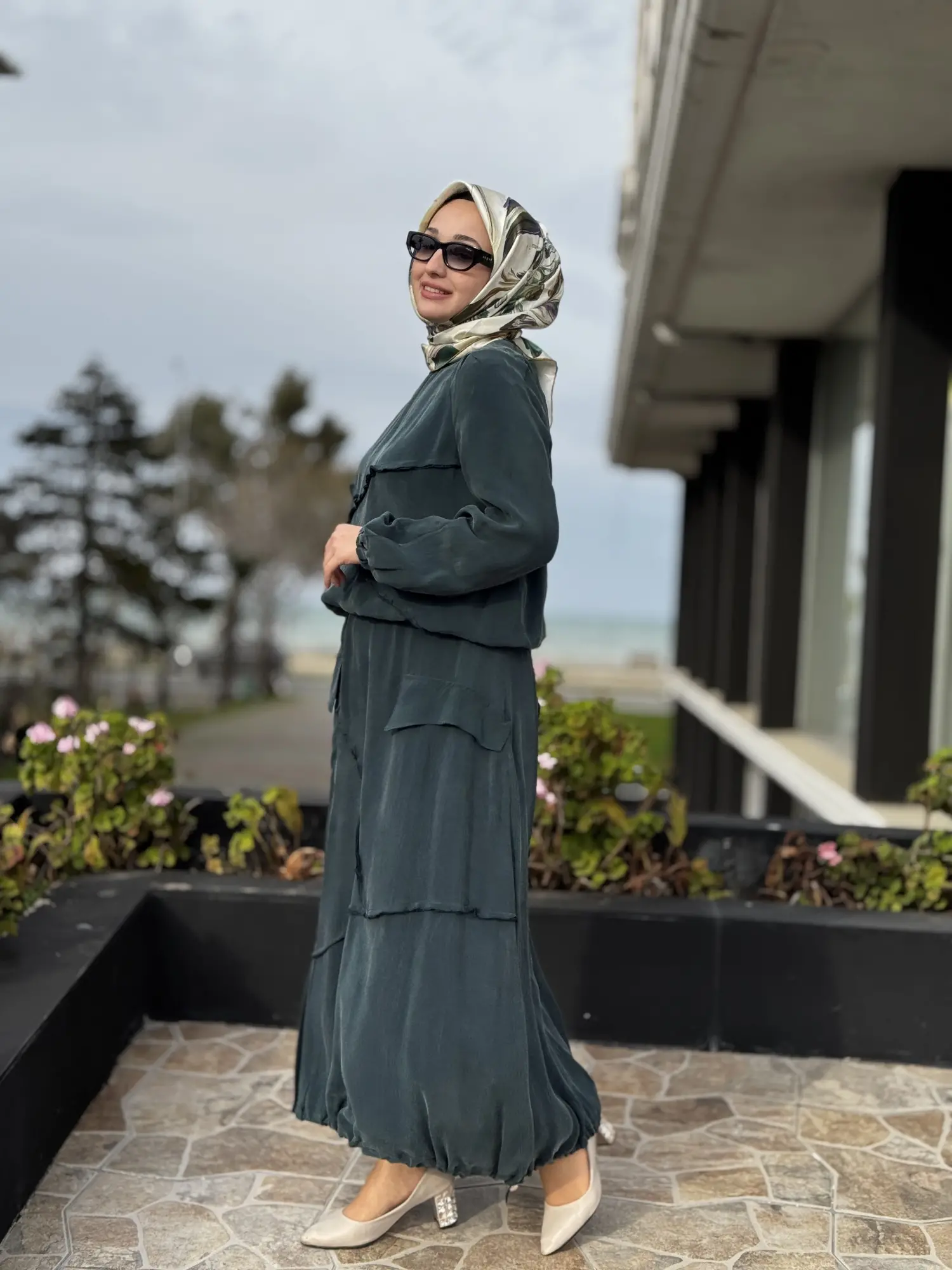 Misswhence Büzgü ve Fermuar Detaylı Cupra İpek Etek Bluz Takım 39020