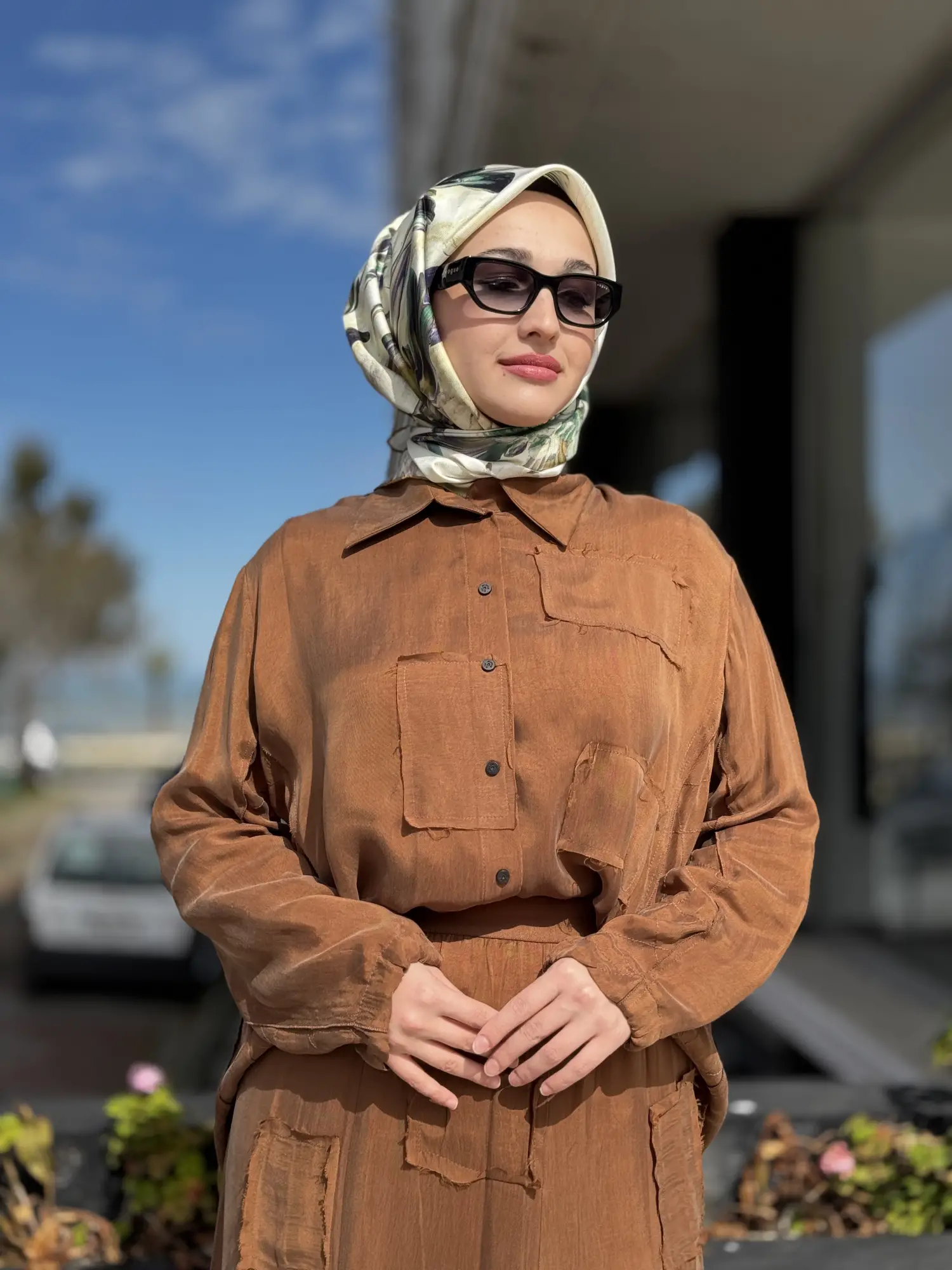 Misswhence Parça Kumaş Kombinli Cupra İpek Gömlek Etek Takım 39304