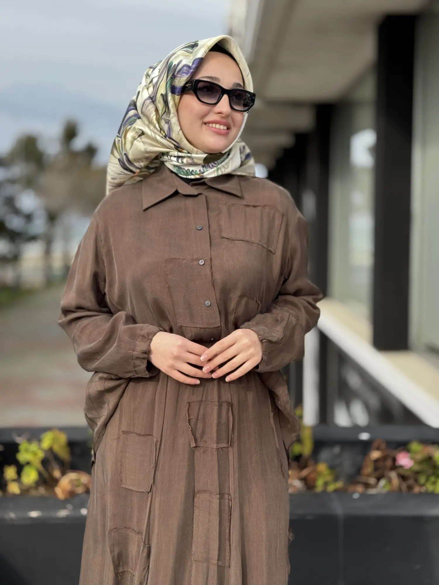 Misswhence Parça Kumaş Kombinli Cupra İpek Gömlek Etek Takım 39304