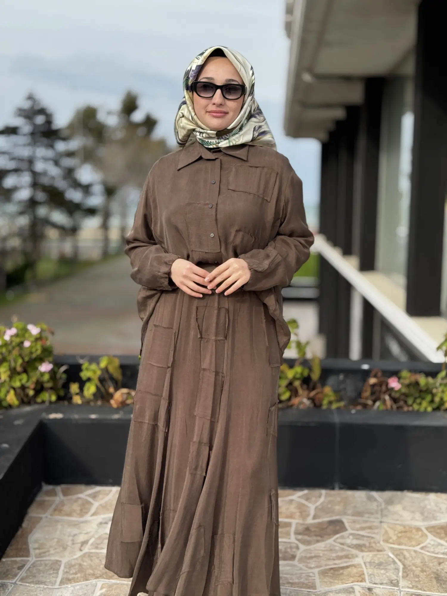 Misswhence Parça Kumaş Kombinli Cupra İpek Gömlek Etek Takım 39304