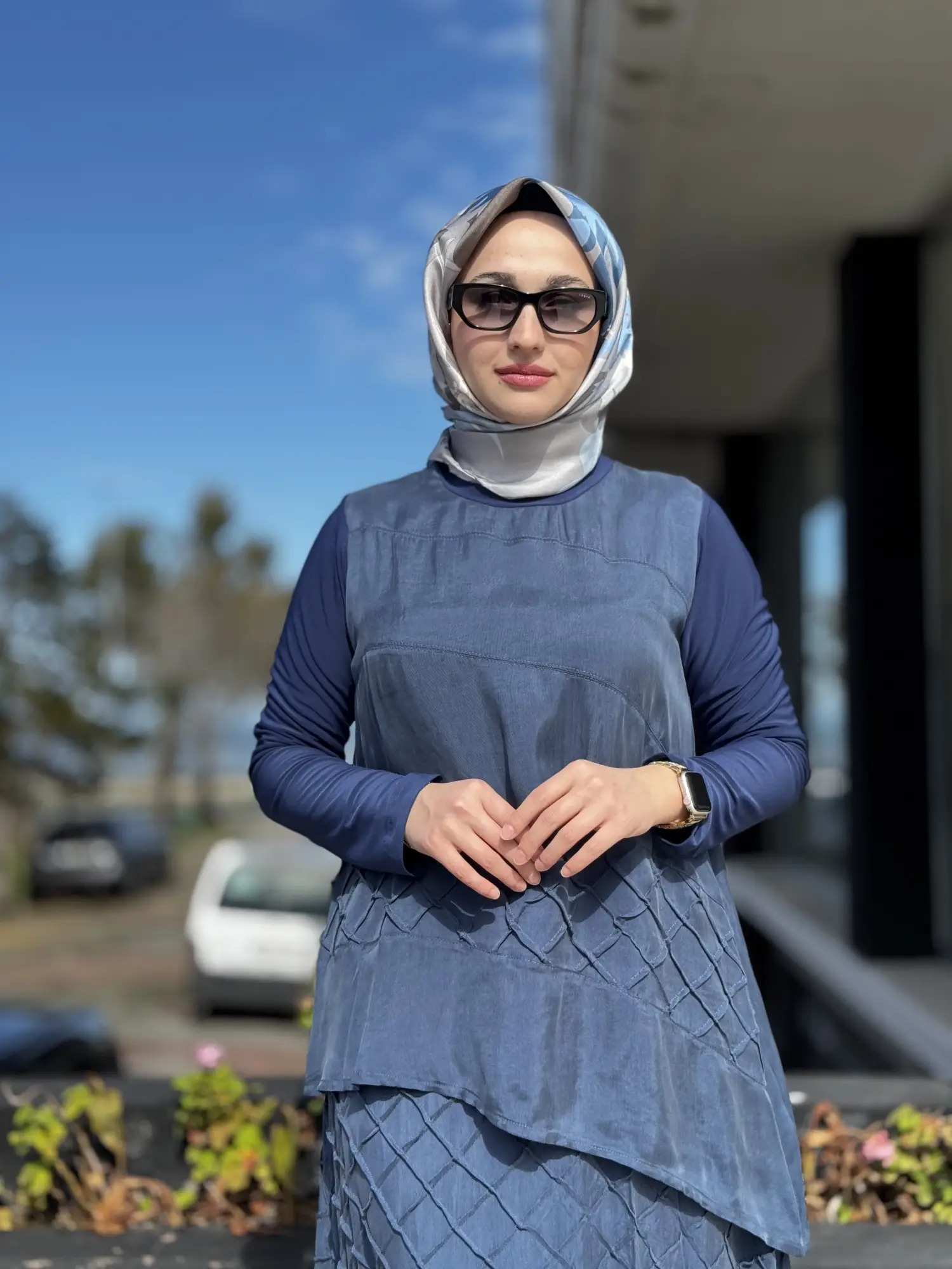 Misswhence Üç Boyutlu Dikiş Detaylı Cupra İpek Etek Bluz Takım 39002