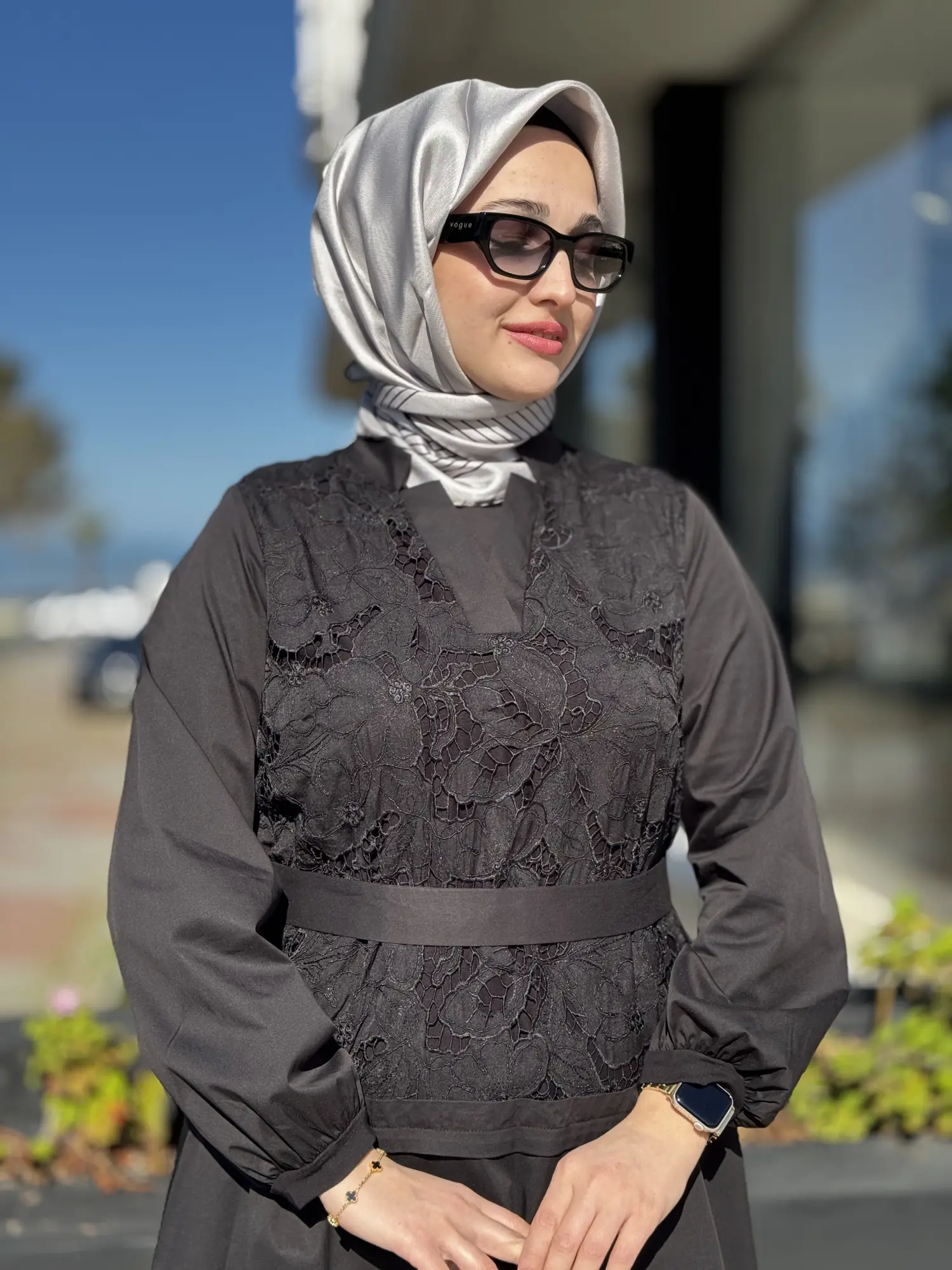 Misswhence Güpür Detaylı V Yaka Elbise 39803