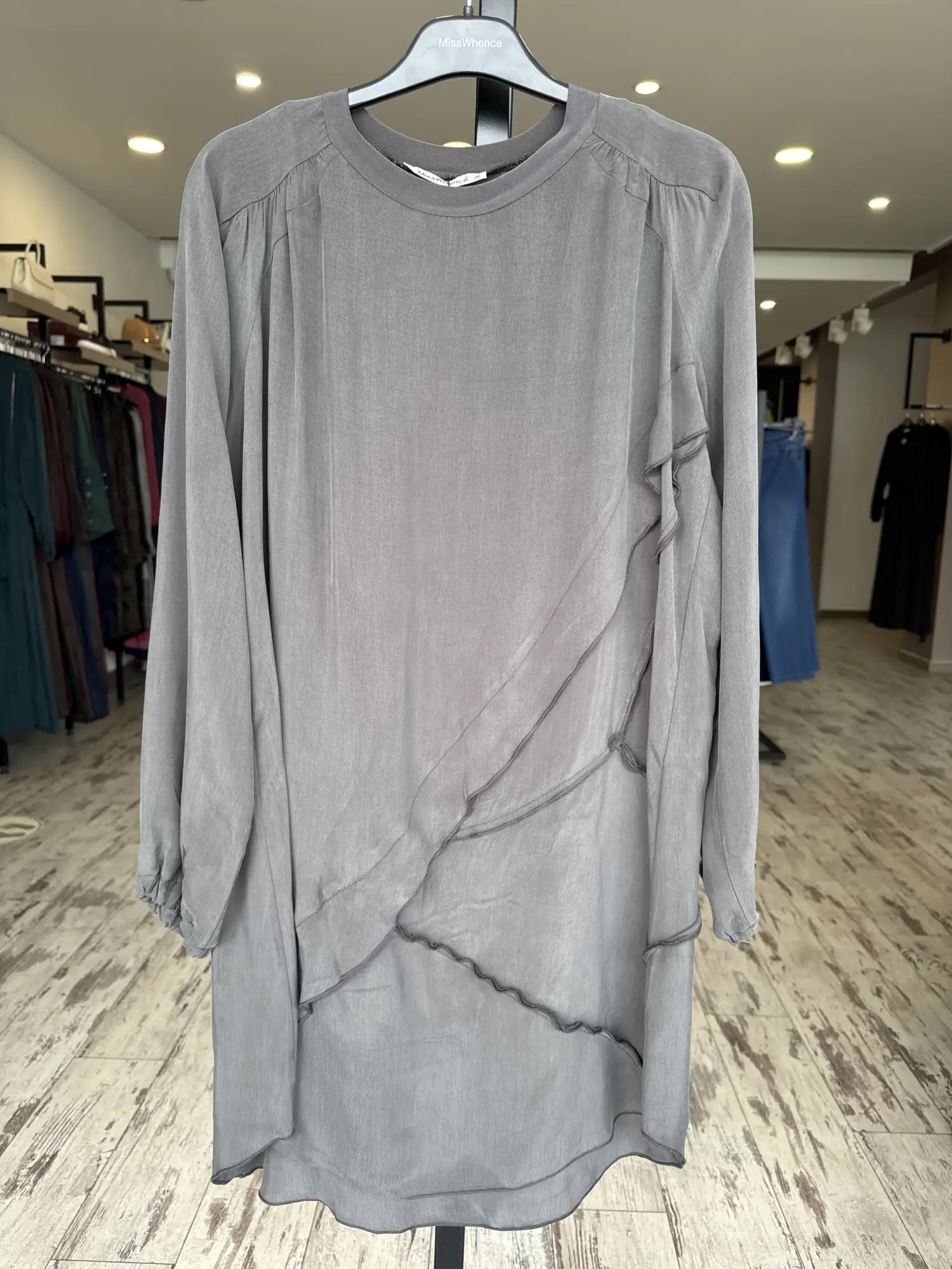 Misswhence Nervür Detaylı Cupra İpek Tunik 39017