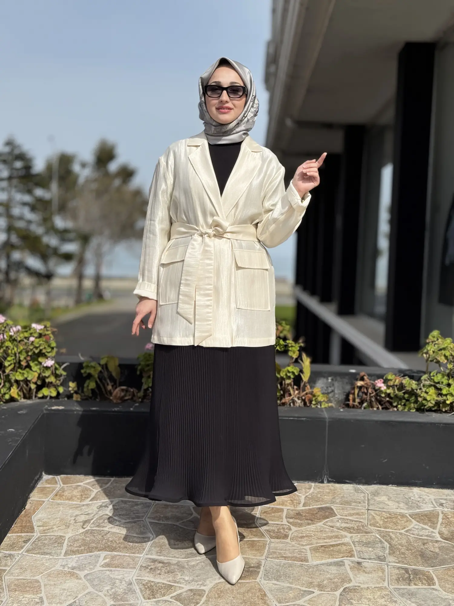 Kahma Volanlı Pliseli Etek