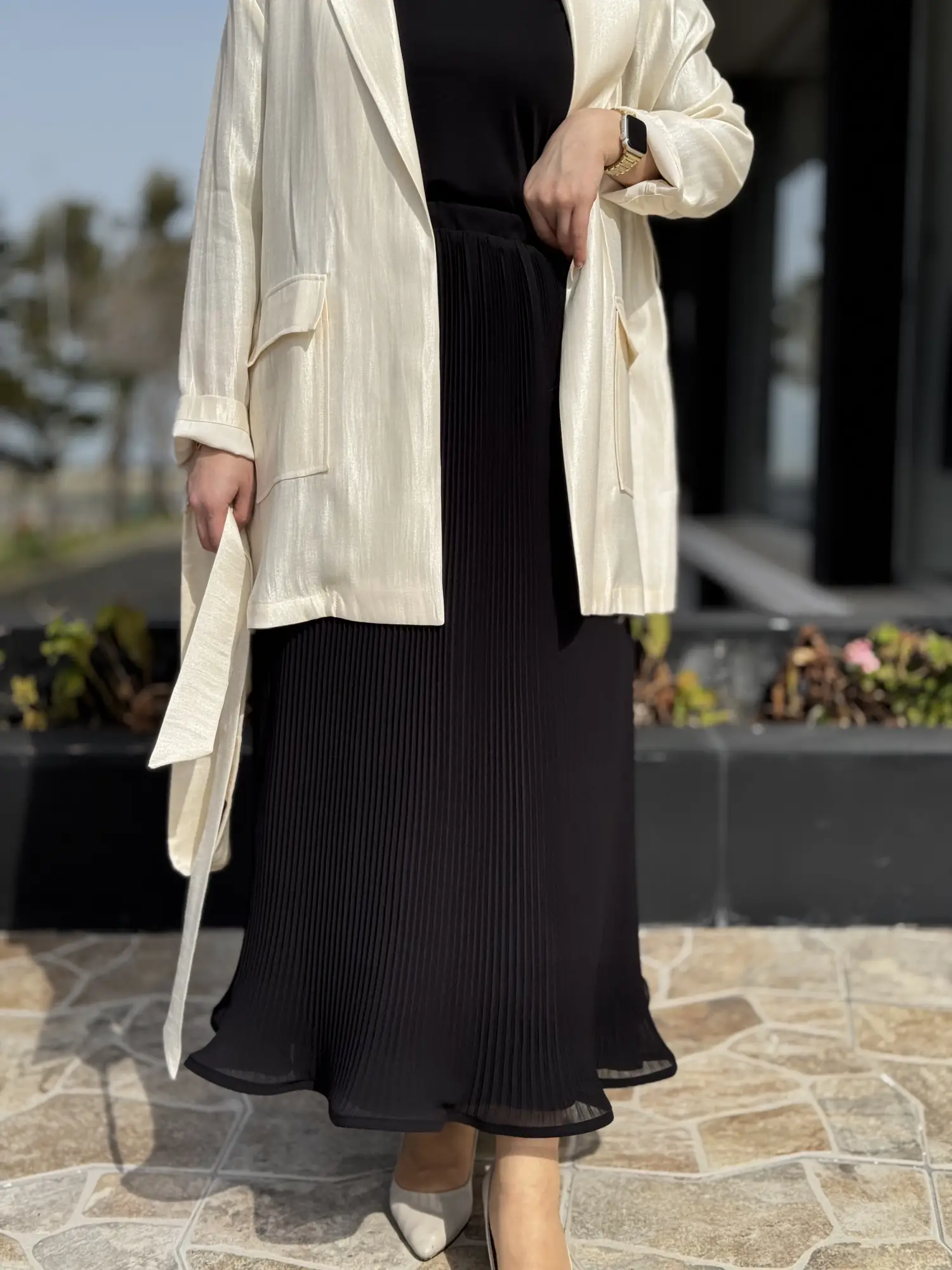 Kahma Volanlı Pliseli Etek